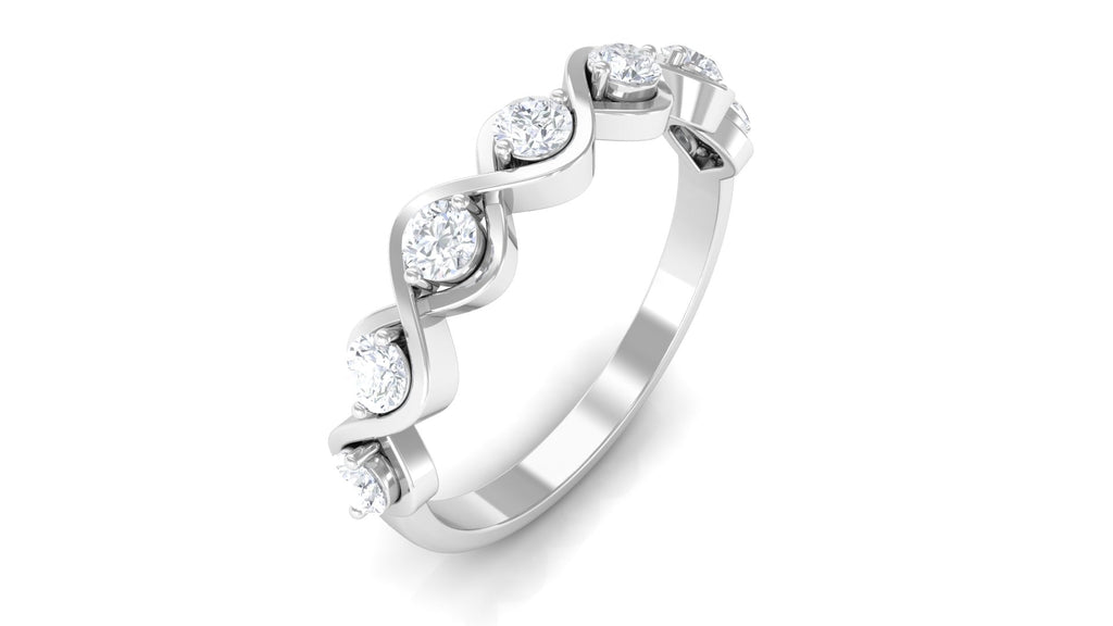 Certified Natural Diamond Half Eternity Ring with Infinity Knot