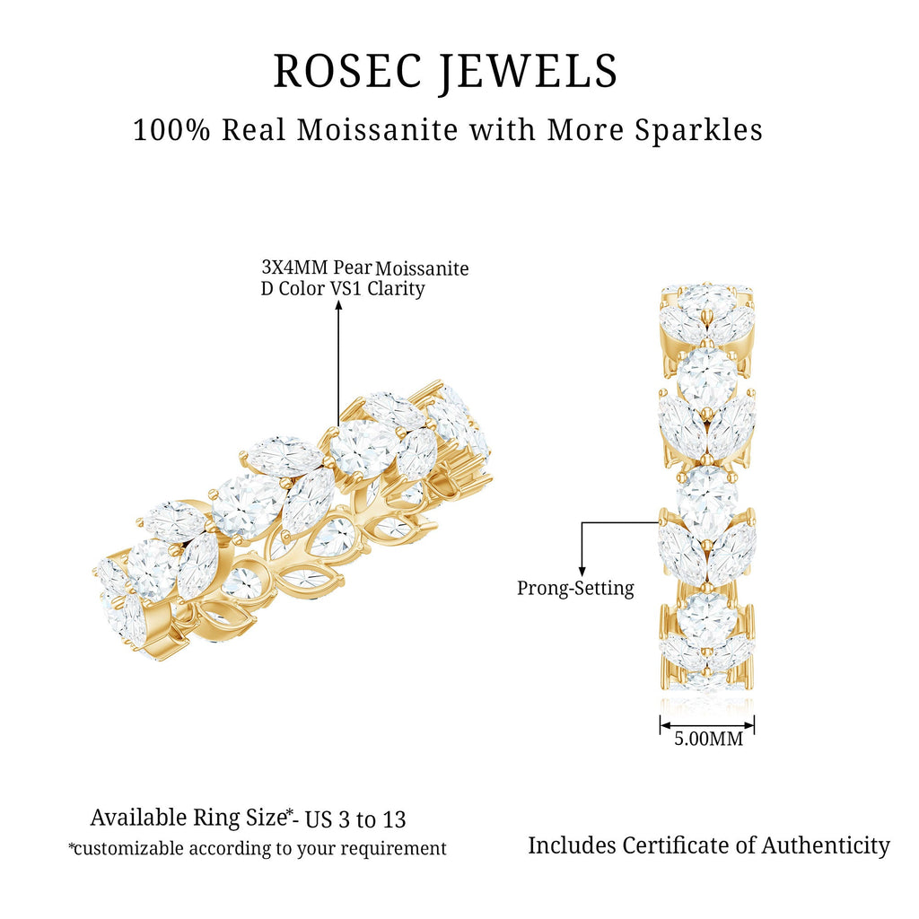 Certified Moissanite Leaf Eternity Band Ring for Women