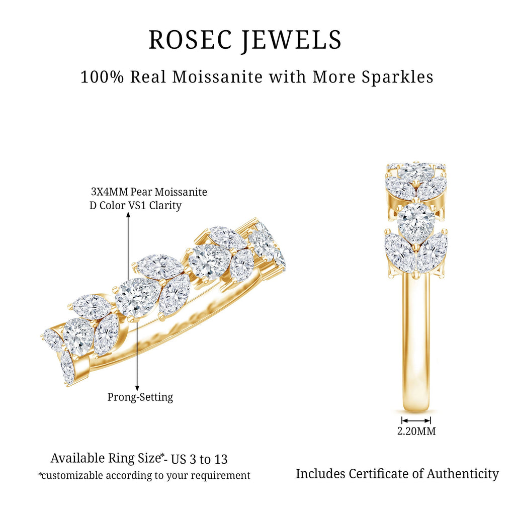 Certified Moissanite Wedding Band in Yellow Gold Plated Silver
