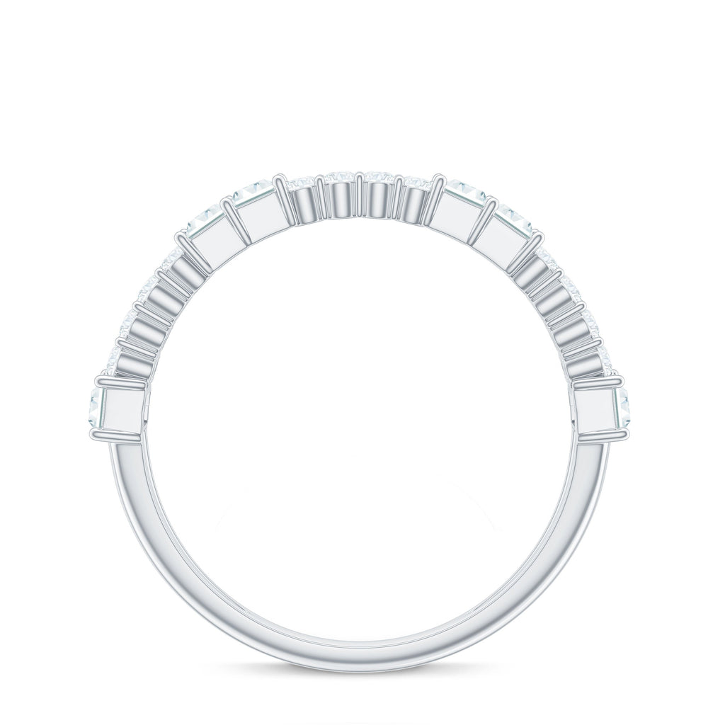 Baguette and Round Moissanite Half Eternity Band