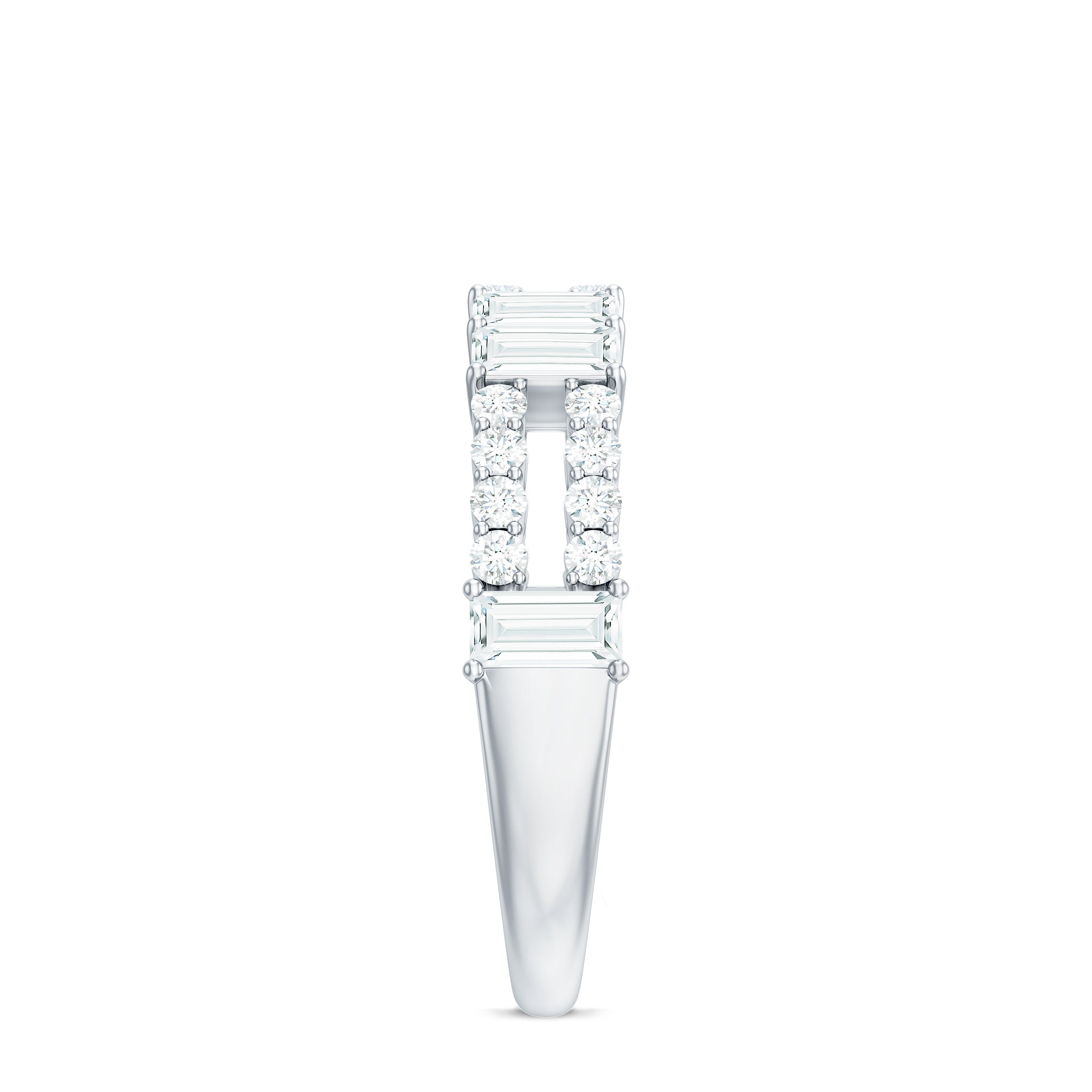 Baguette and Round Moissanite Half Eternity Band