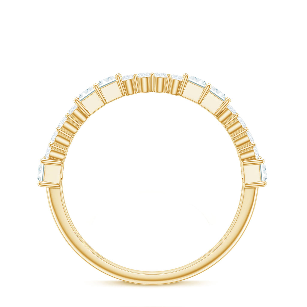 Baguette and Round Moissanite Half Eternity Band