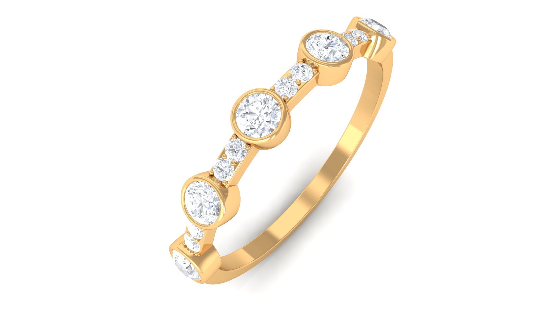 Natural Diamond Half Eternity Ring in Bezel Setting
