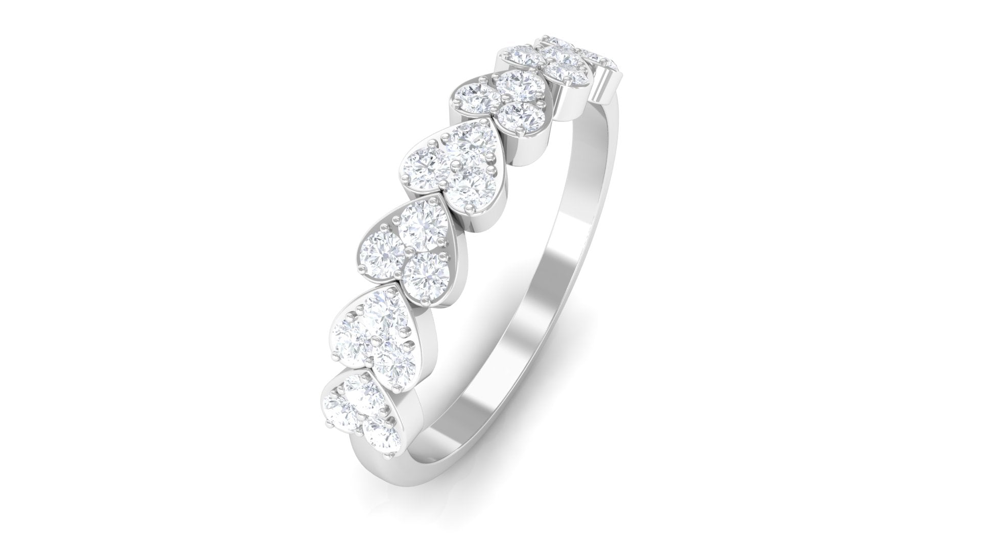 Certified Natural Diamond Heart Eternity Ring in East West Style