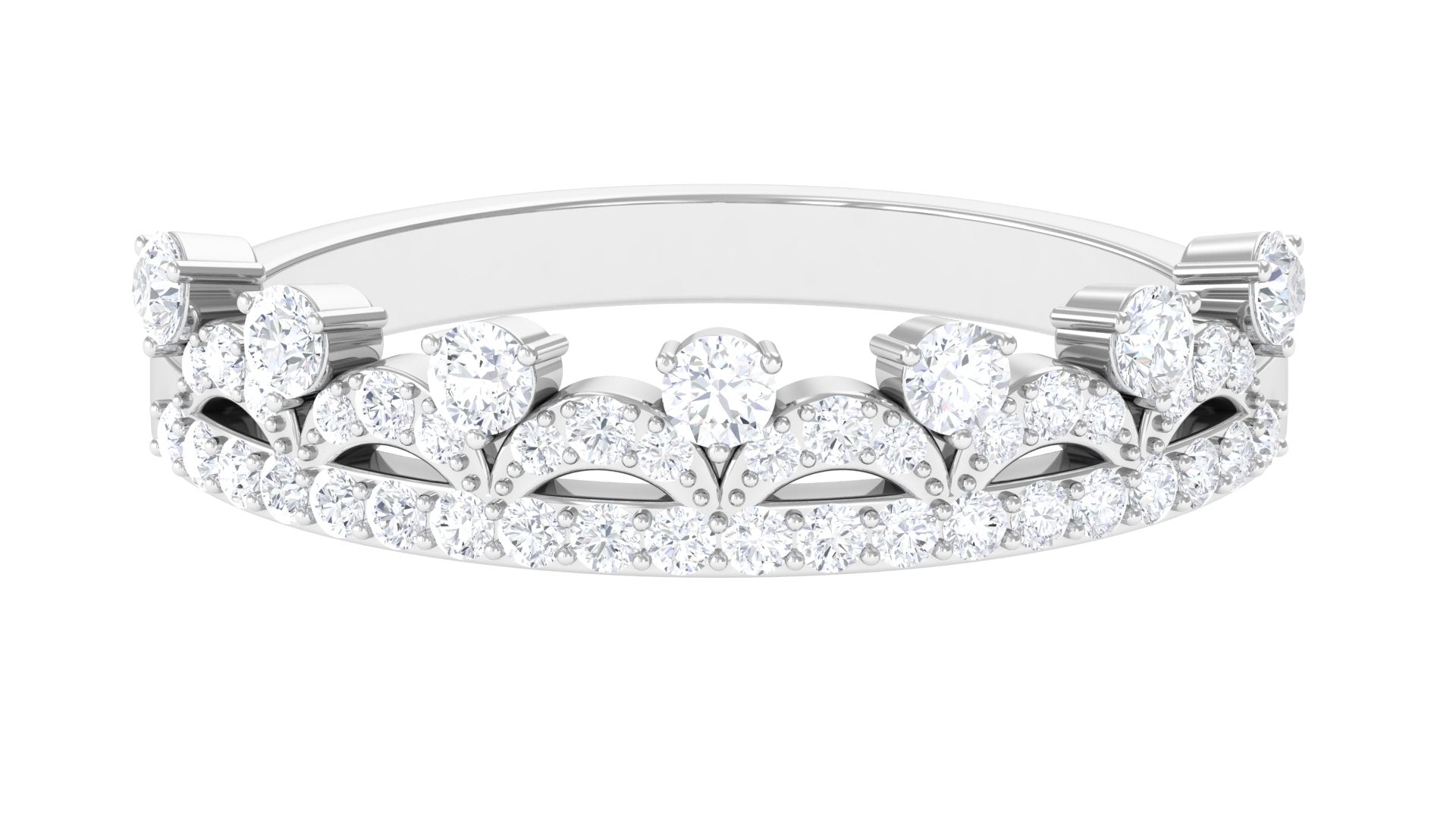 Natural Diamond Half Eternity Ring in Crown Style