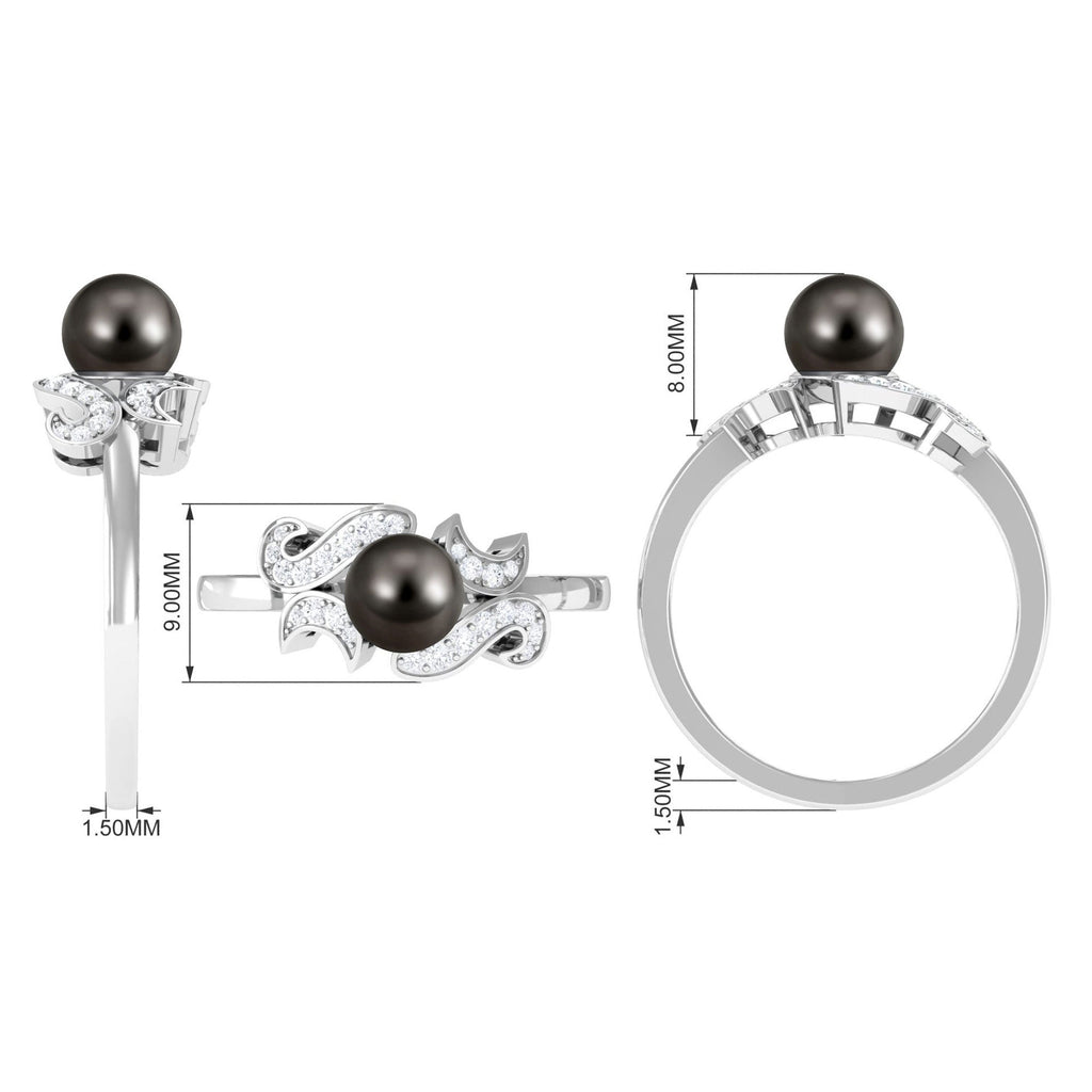 Designer Tahitian Pearl Engagement Ring with Diamond