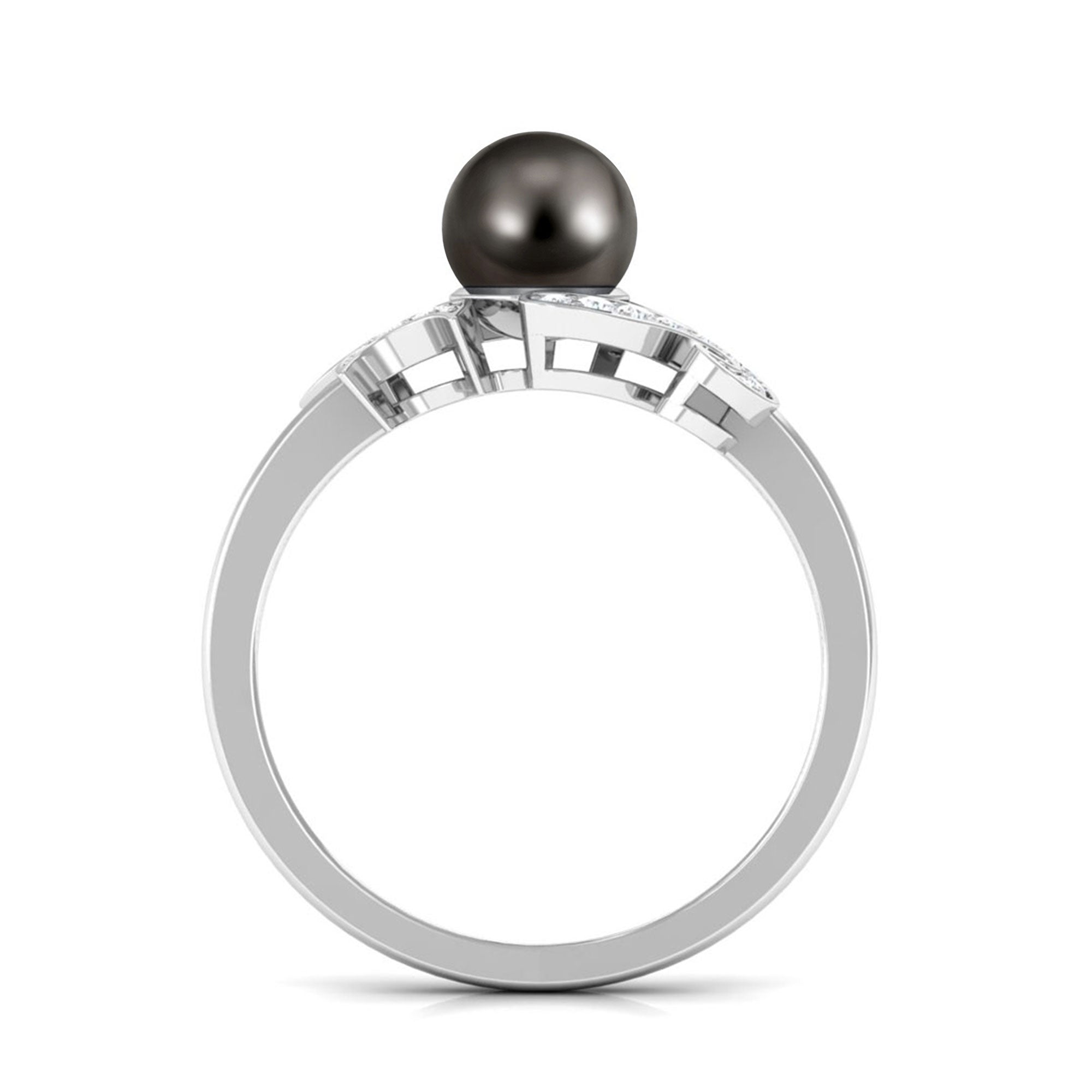 Designer Tahitian Pearl Engagement Ring with Diamond