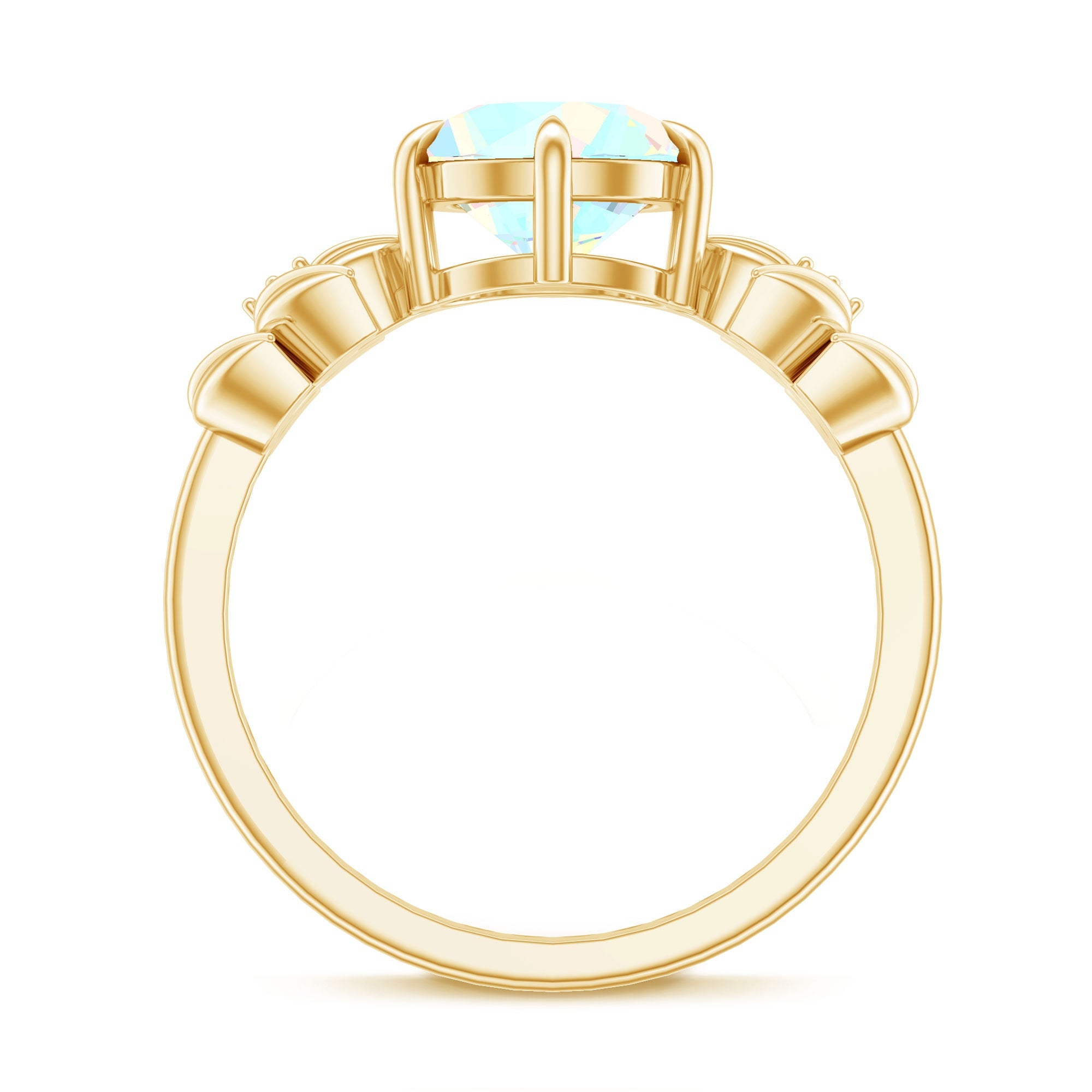 Nature Inspired 8mm Ethiopian Opal Diamond Engagement Ring