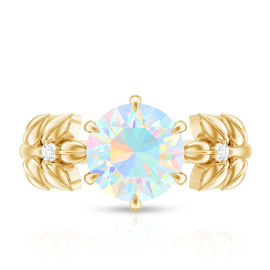 Nature Inspired 8mm Ethiopian Opal Diamond Engagement Ring