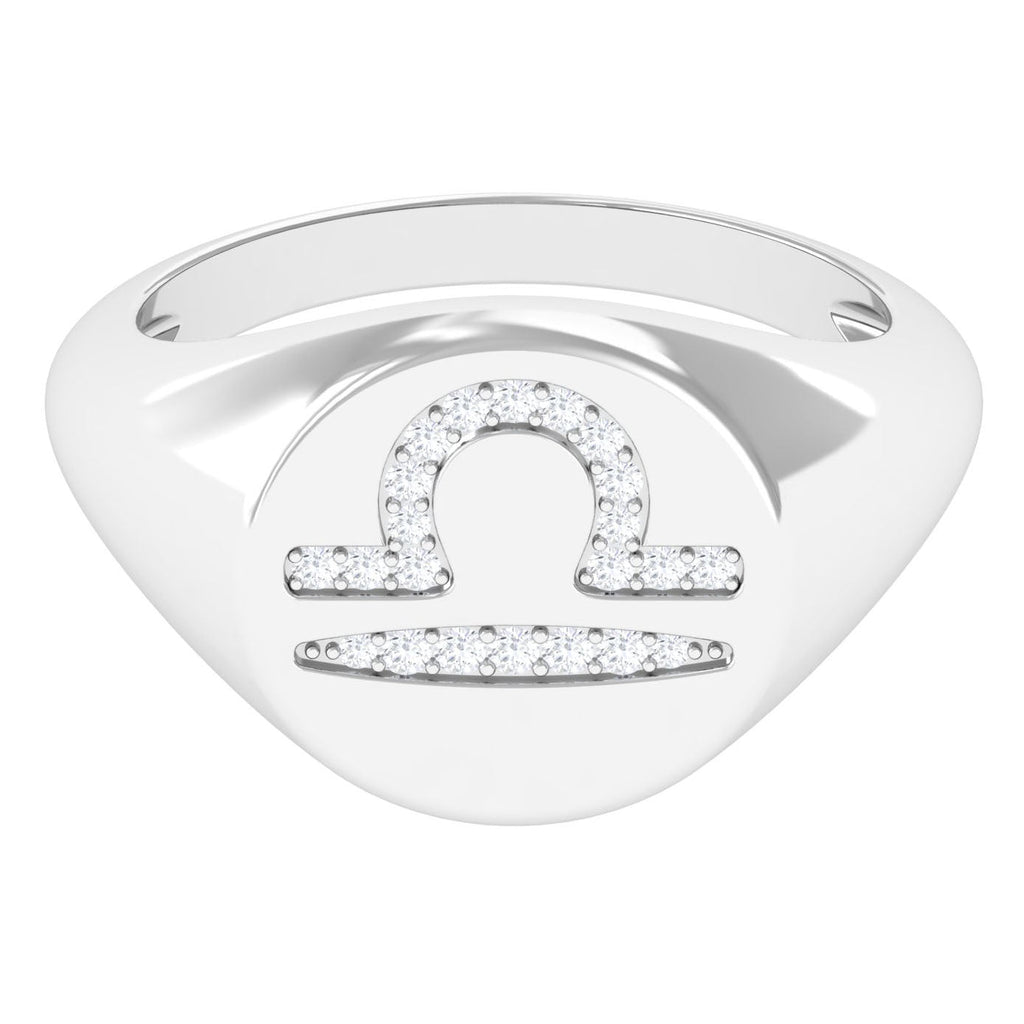 Zircon Libra Zodiac Signet Unisex Ring