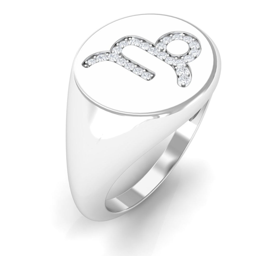 Certified CZ Zodiac Capricorn Signet Unisex Ring