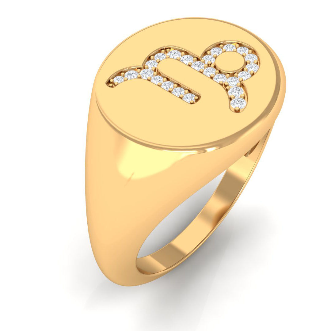 Certified CZ Zodiac Capricorn Signet Unisex Ring
