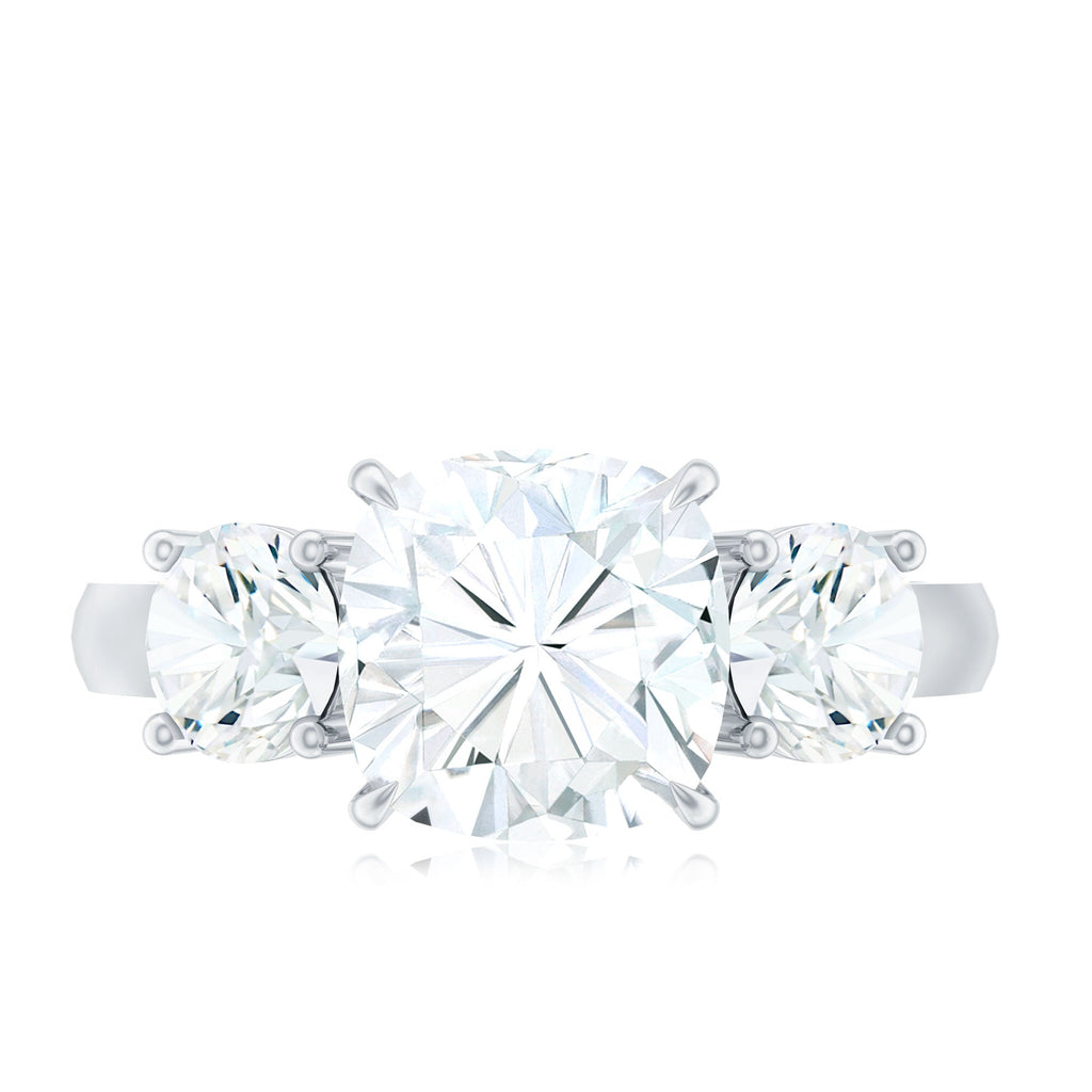 Three Stone Moissanite Engagement Ring with Certificate
