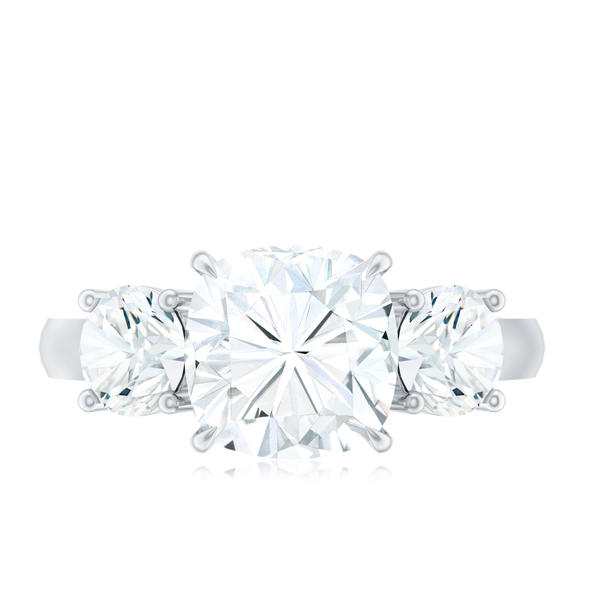 Three Stone Moissanite Engagement Ring with Certificate