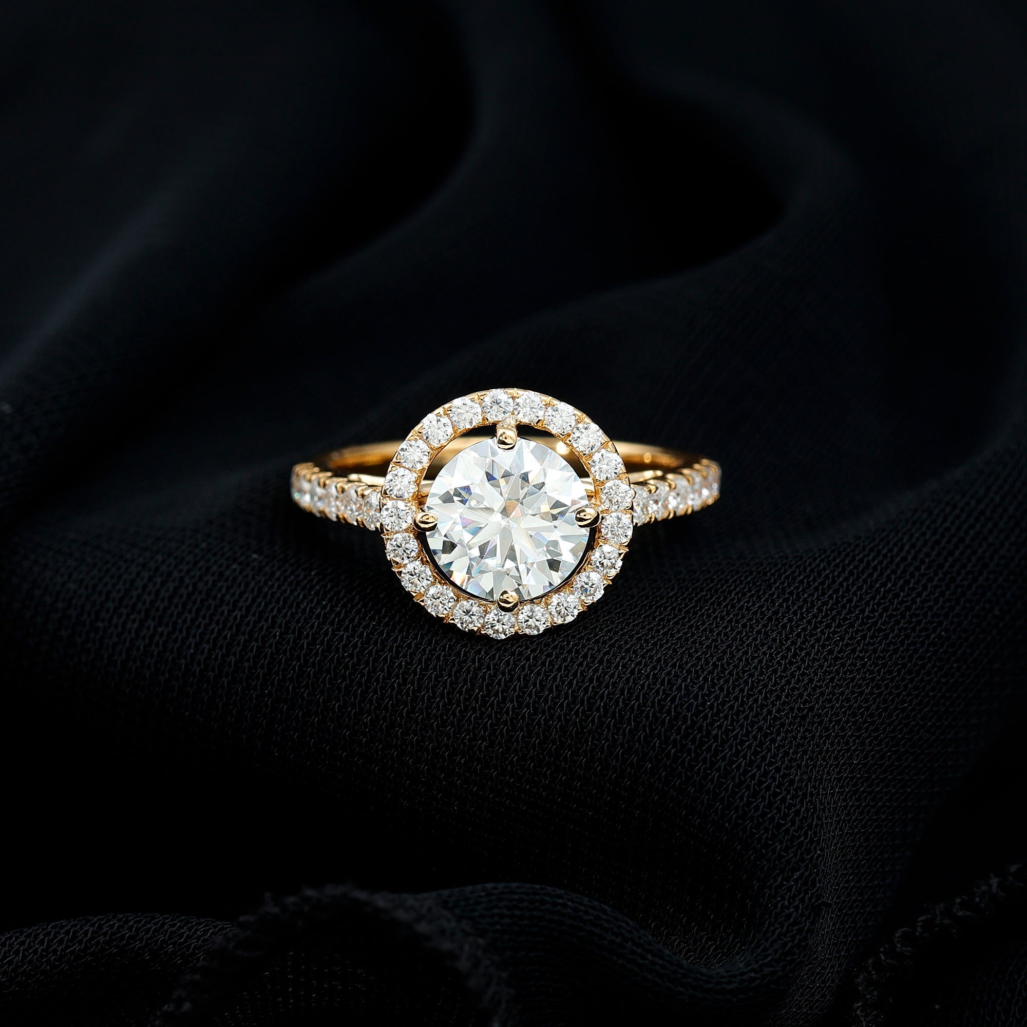 Certified 2 Carat Moissanite Engagement Ring with Halo
