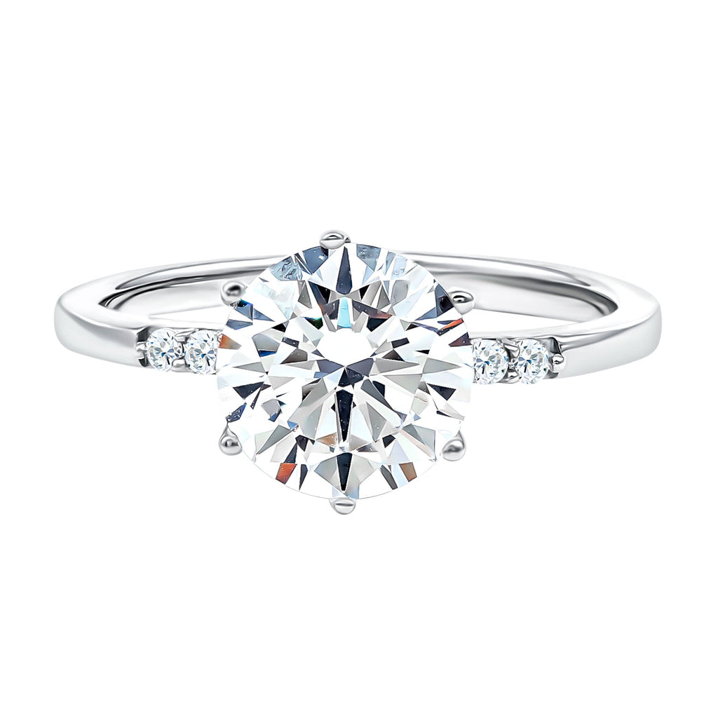 Round Cut 3 Carat Lab Grown Diamond Solitaire Engagement Ring