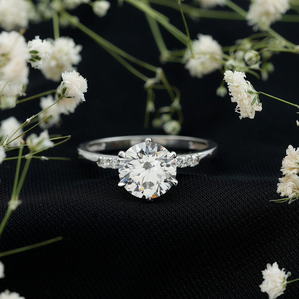 Round Cut 3 Carat Lab Grown Diamond Solitaire Engagement Ring