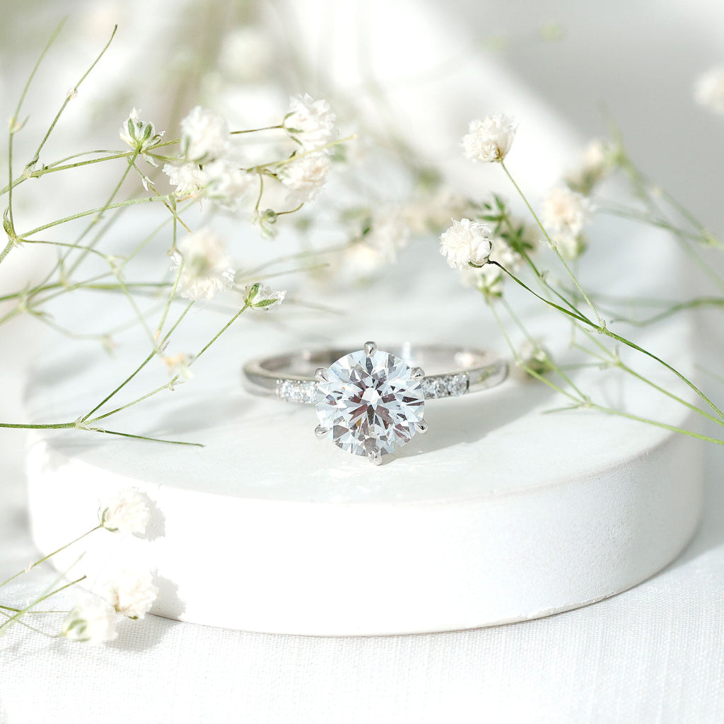 Round Cut 3 Carat Lab Grown Diamond Solitaire Engagement Ring