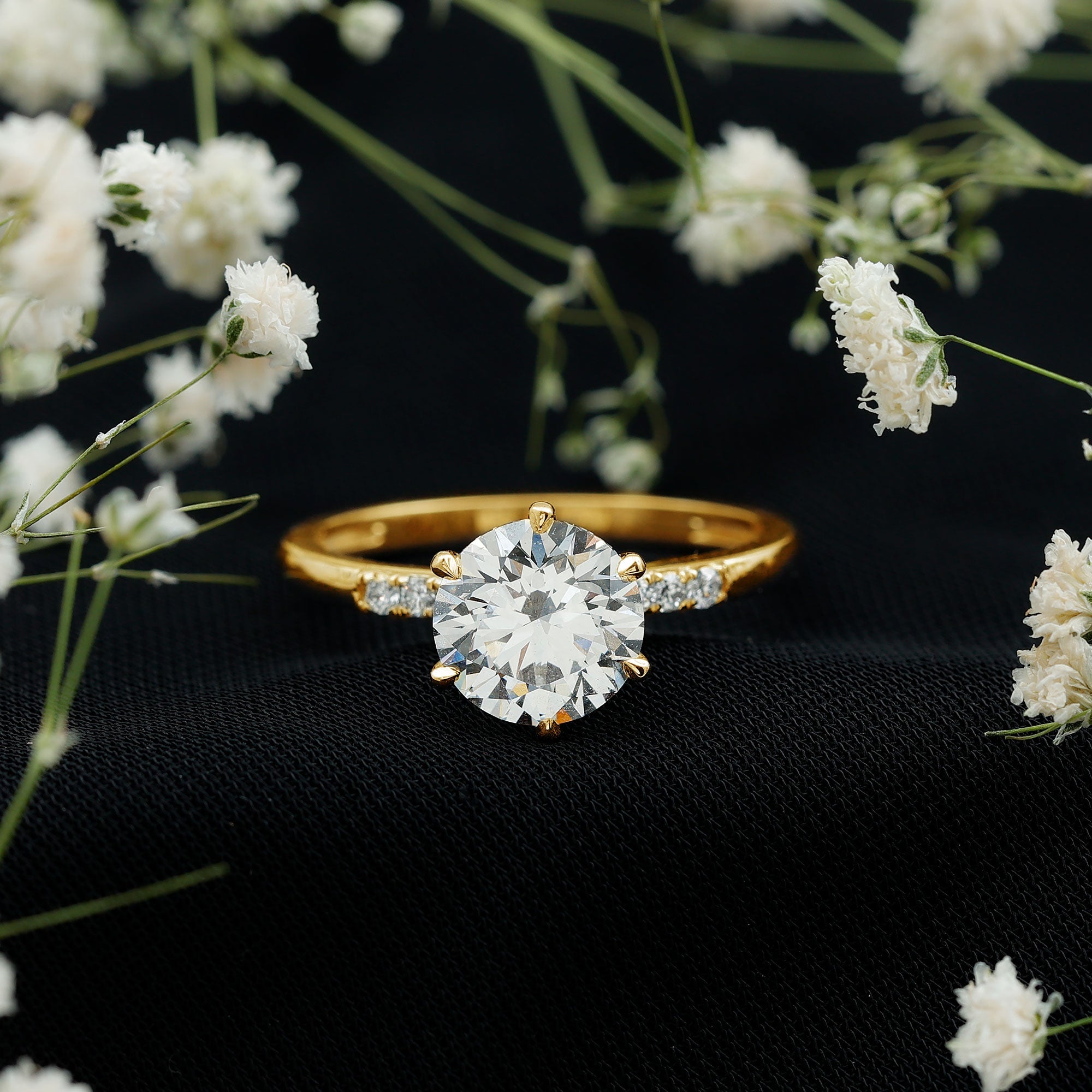 Round Cut 3 Carat Lab Grown Diamond Solitaire Engagement Ring