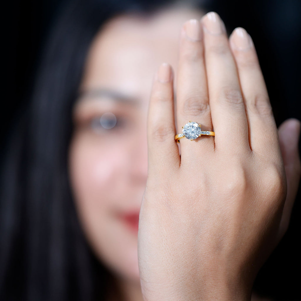Round Cut 3 Carat Lab Grown Diamond Solitaire Engagement Ring