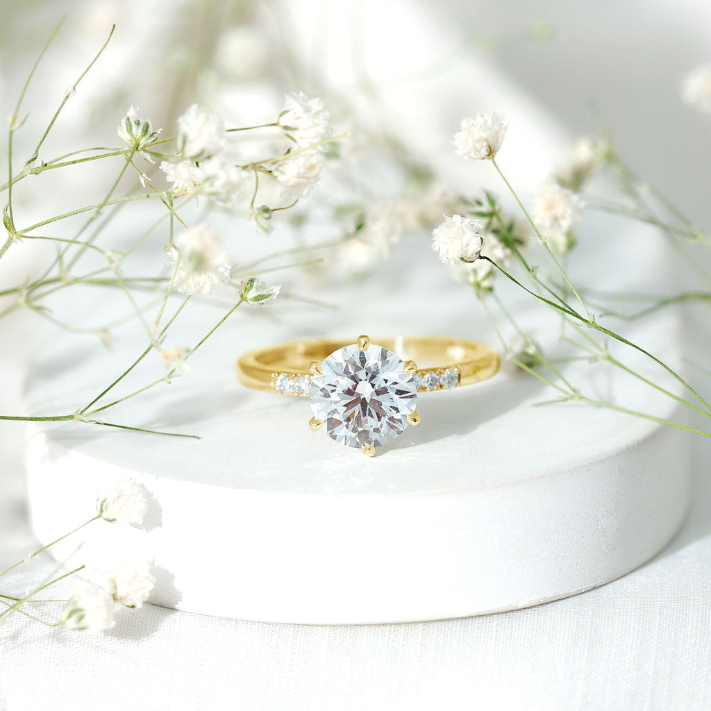 Round Cut 3 Carat Lab Grown Diamond Solitaire Engagement Ring