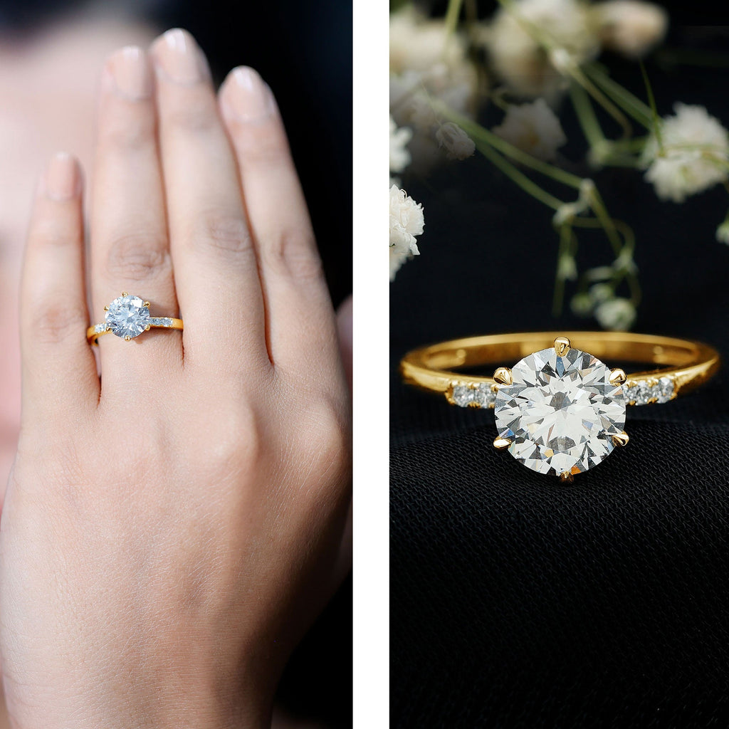 Round Cut 3 Carat Lab Grown Diamond Solitaire Engagement Ring
