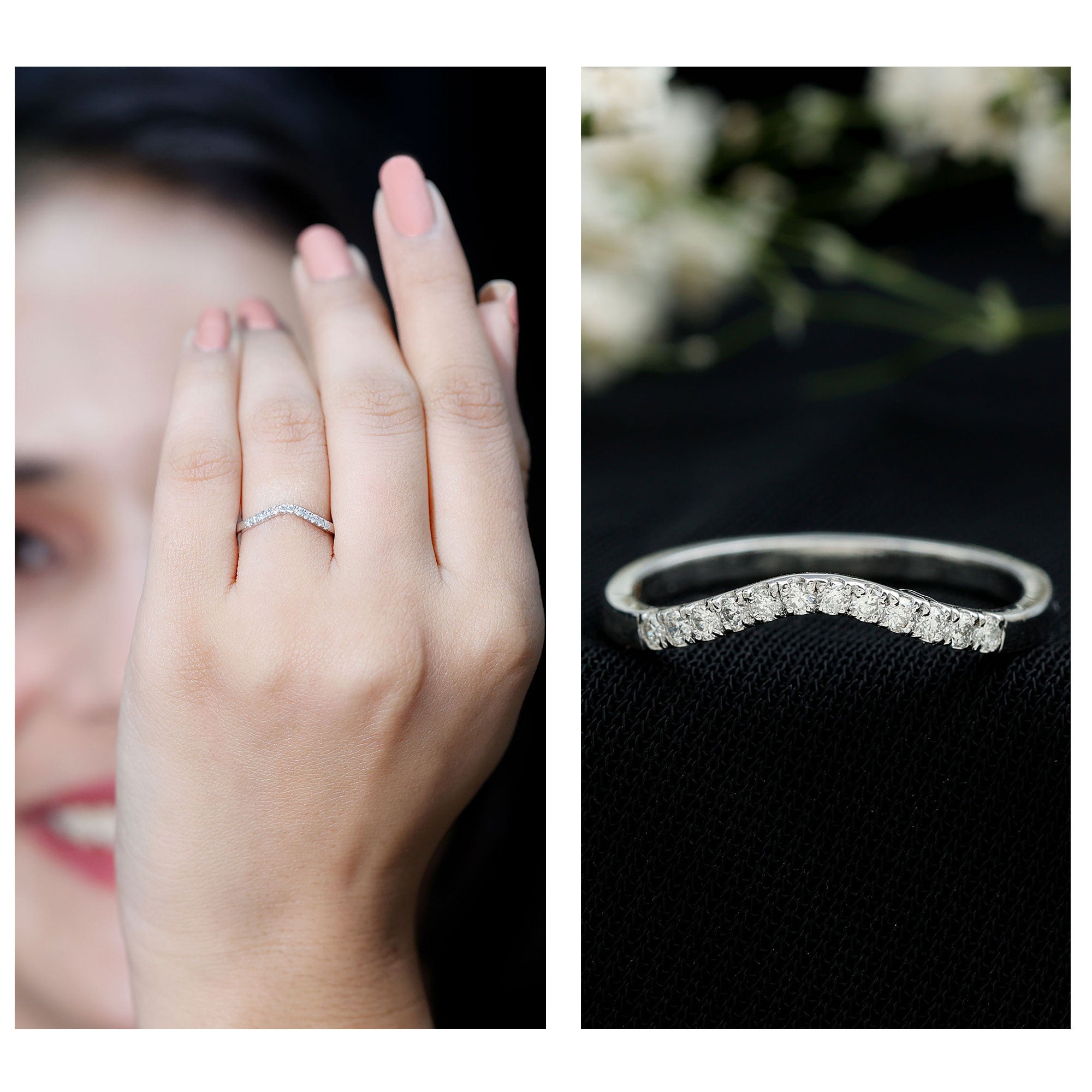 Certified Lab Grown Diamond Curved Stackable Ring