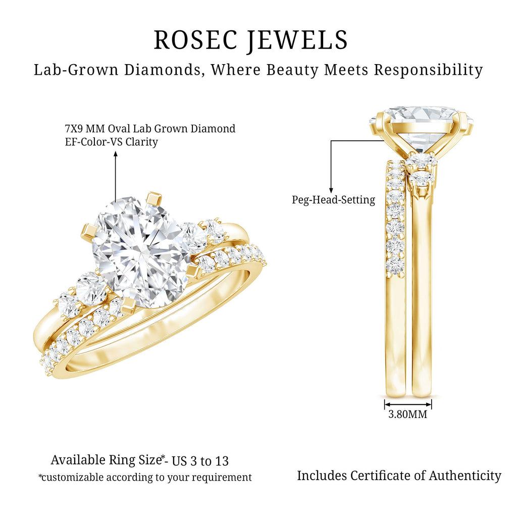 2 Carat Oval Shape Lab Diamond Bridal Ring Set with IGI Certificate