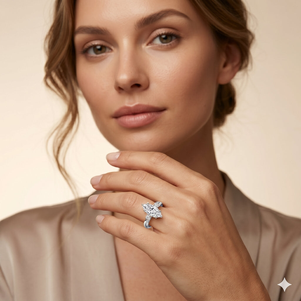 2 Carat Marquise Cut Lab Grown Diamond Crossover Engagement Ring with IGI Certificate