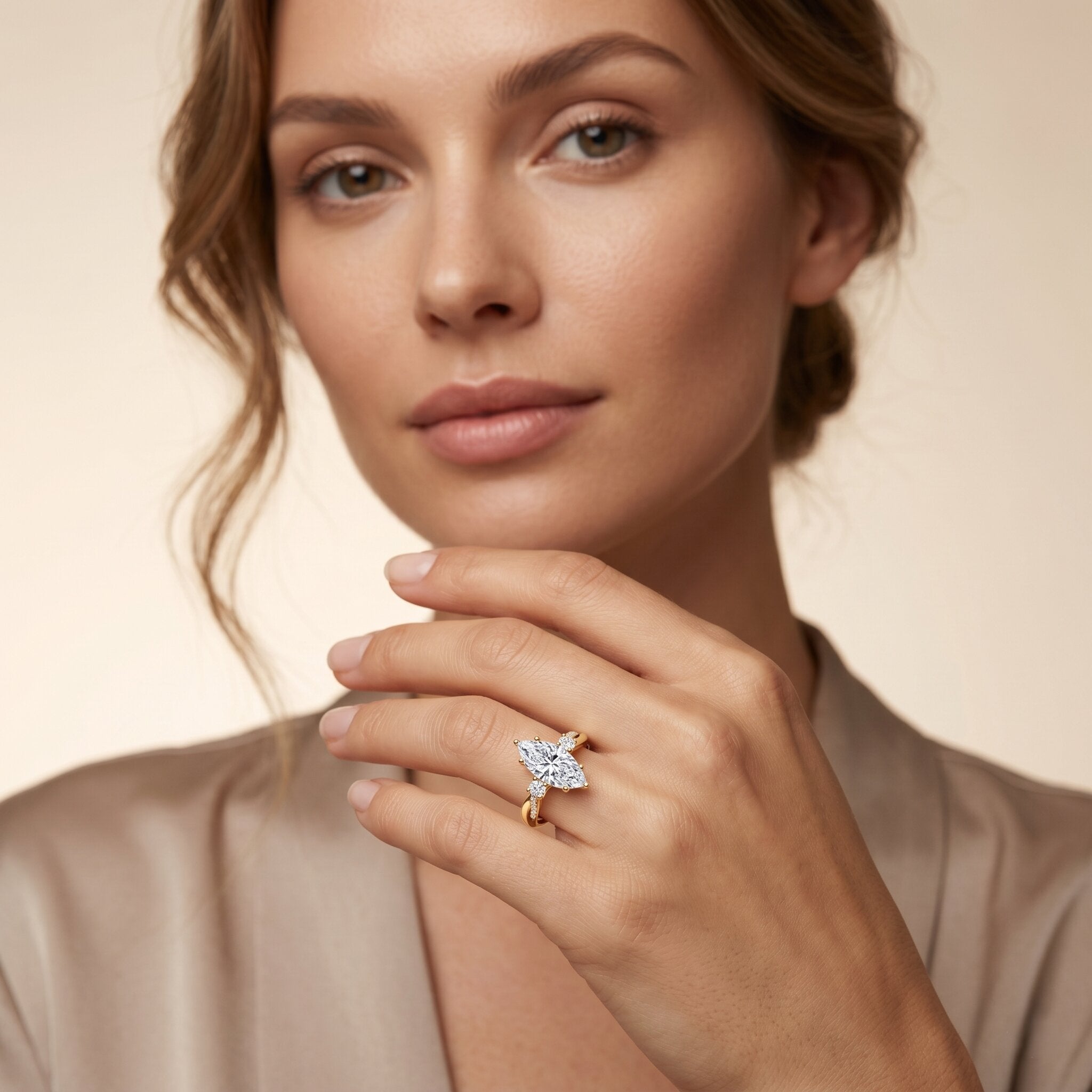 2 Carat Marquise Cut Lab Grown Diamond Crossover Engagement Ring with IGI Certificate