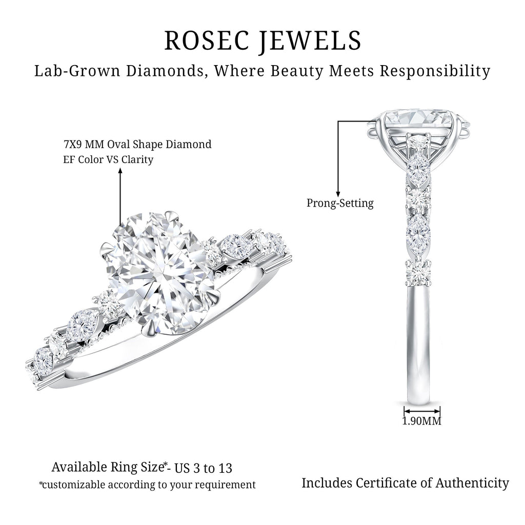 2 Carat Oval Lab Grown Diamond Engagement Ring with IGI Certificate