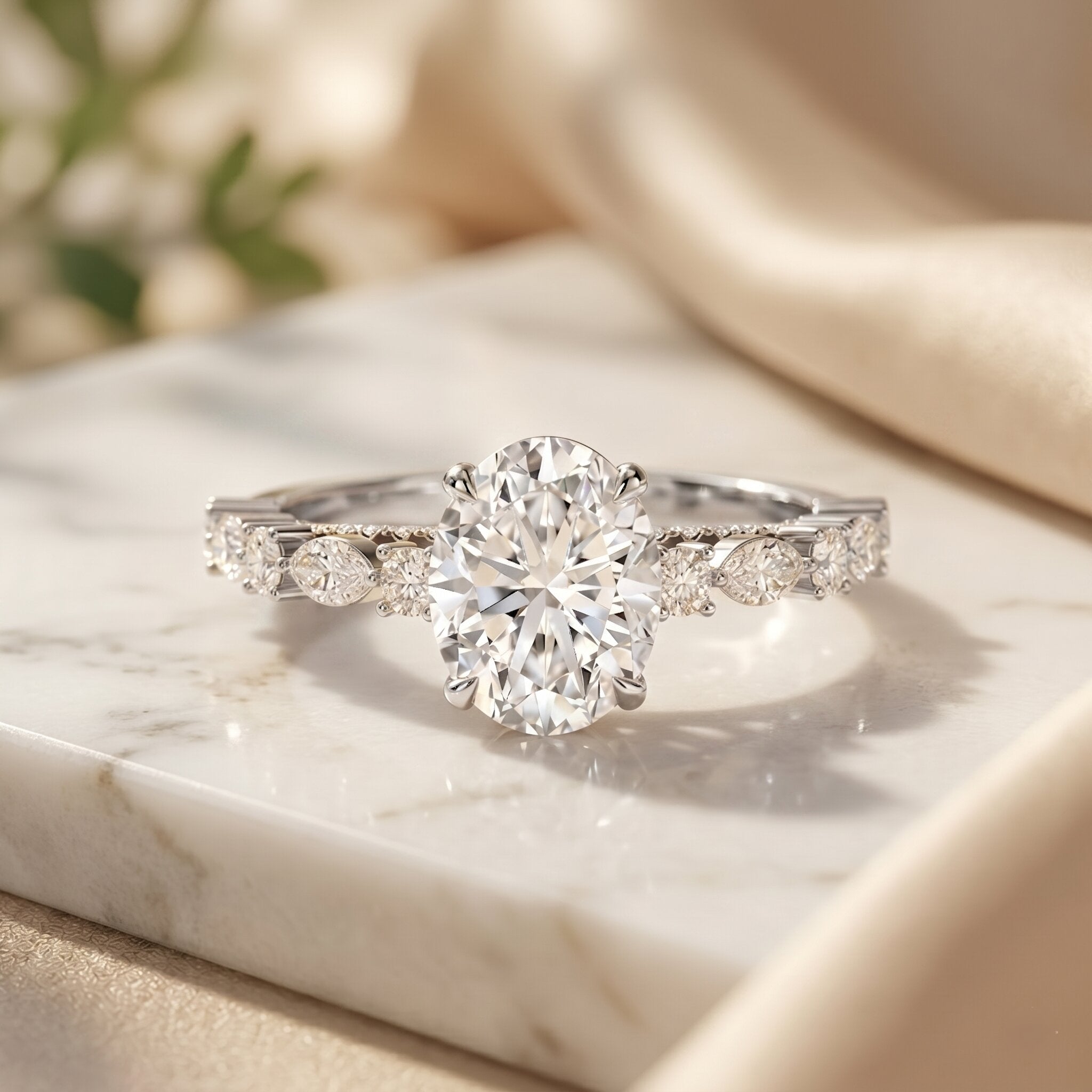 2 Carat Oval Lab Grown Diamond Engagement Ring with IGI Certificate