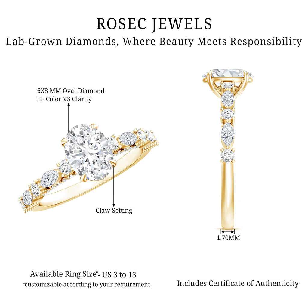 1.2 Carat IGI Certified Oval Cut Lab Grown Diamond Solitaire Engagement Ring