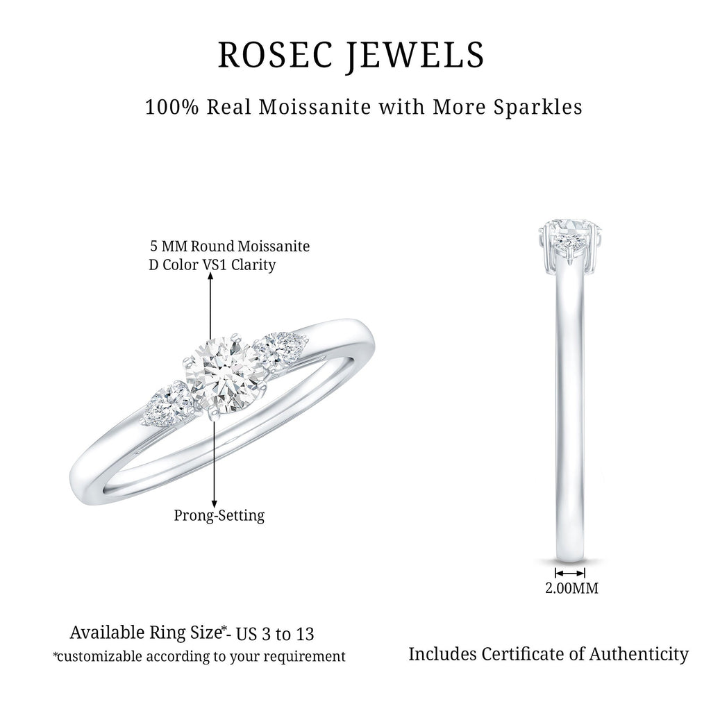 Certified Moissanite 3 Stone Promise Ring