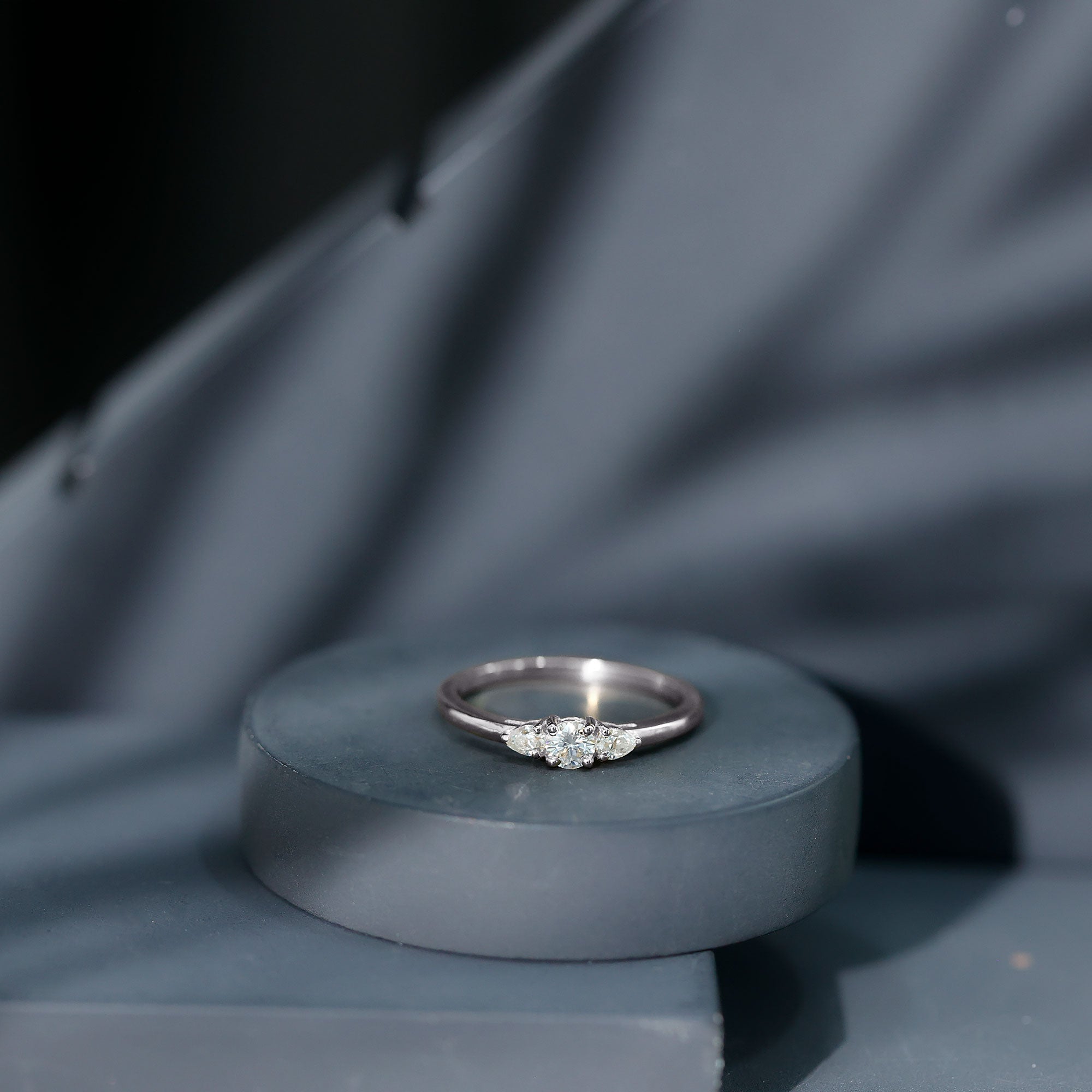 Certified Moissanite 3 Stone Promise Ring