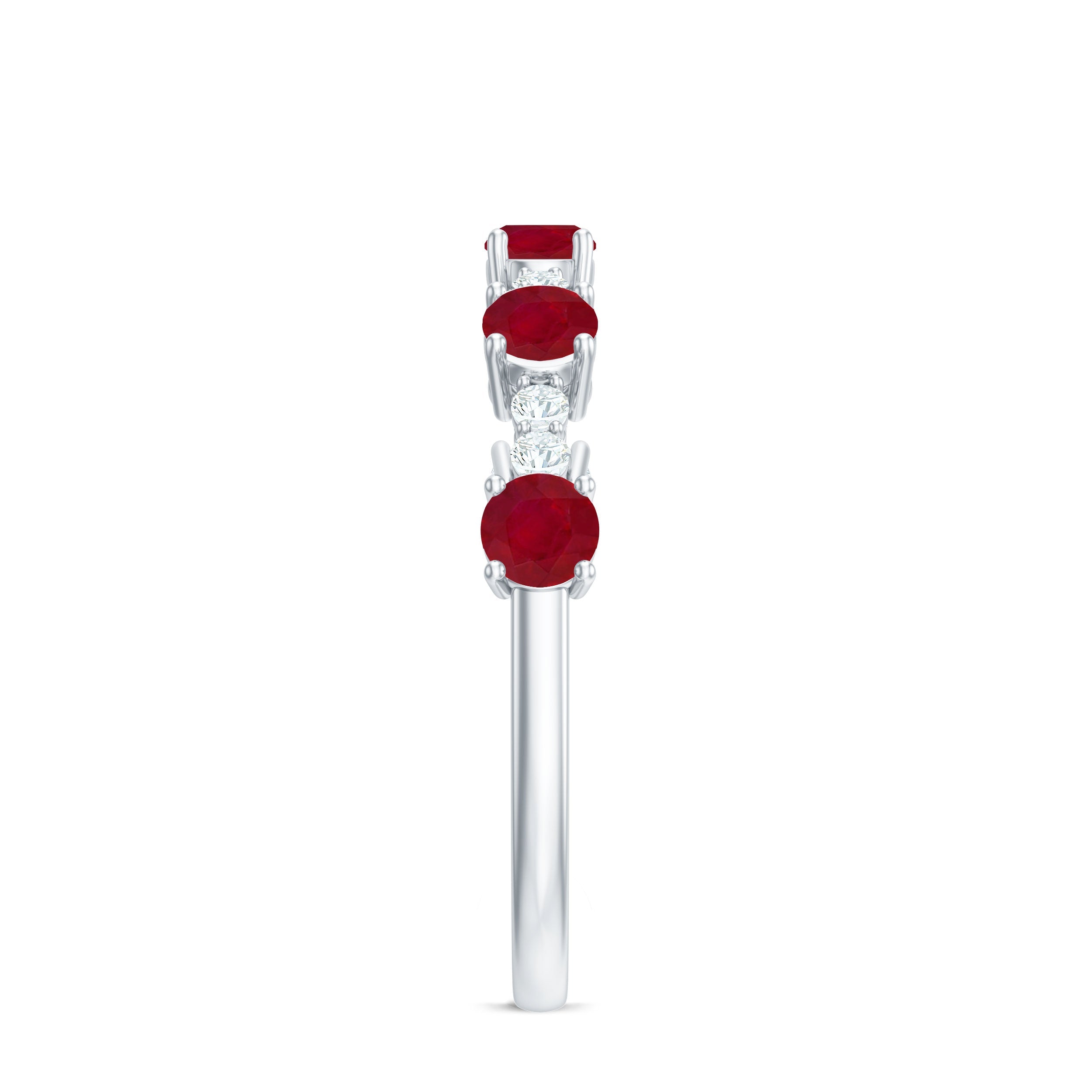 Real Ruby Diamond Half Eternity Ring for Anniversary