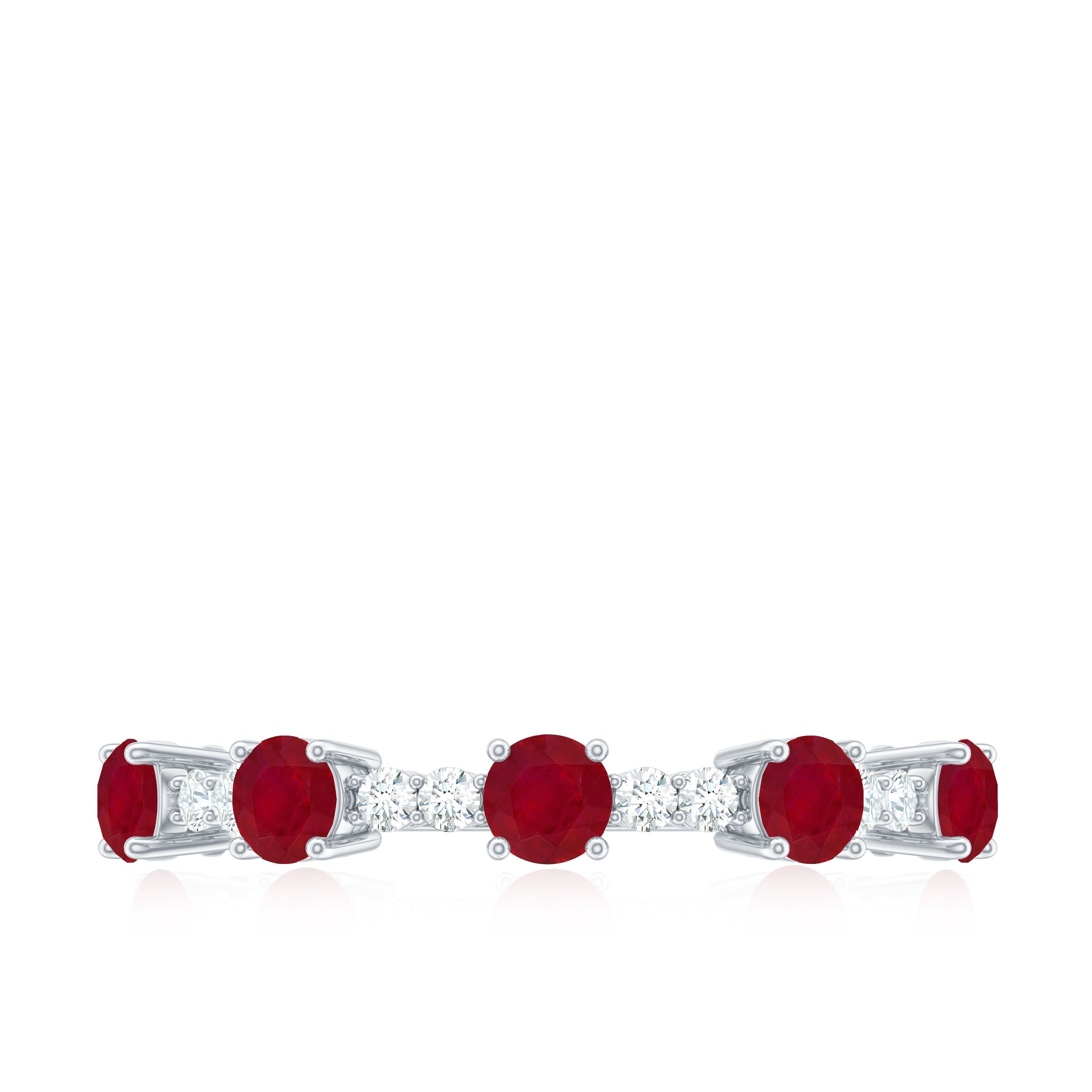 Real Ruby Diamond Half Eternity Ring for Anniversary