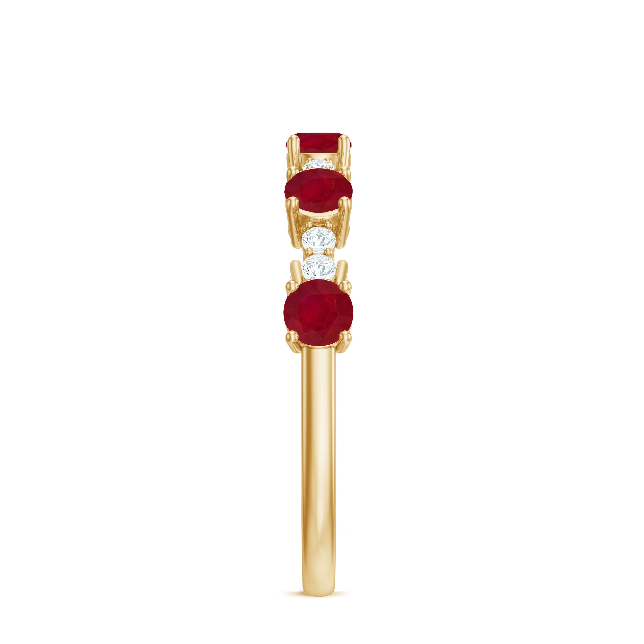 Real Ruby Diamond Half Eternity Ring for Anniversary