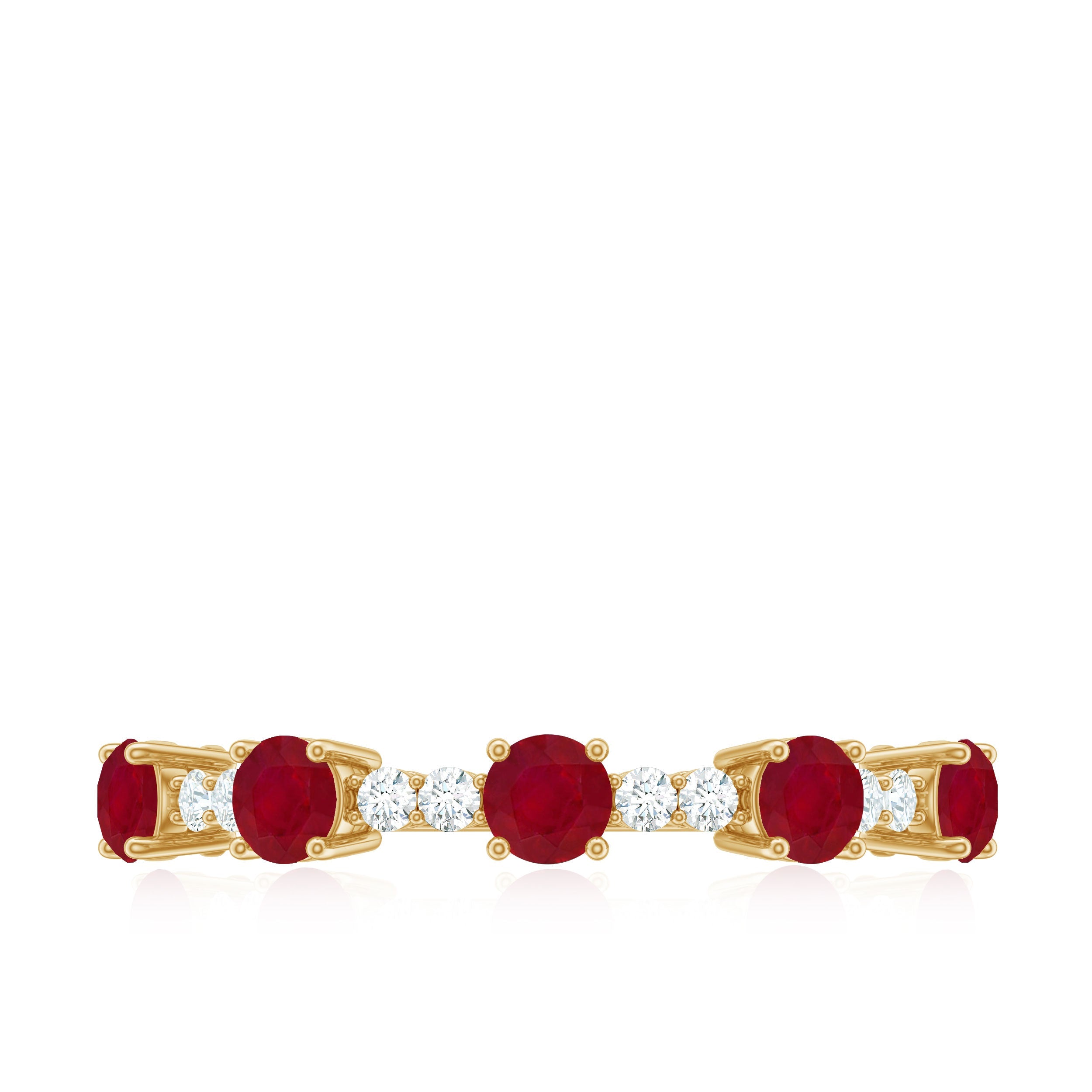 Real Ruby Diamond Half Eternity Ring for Anniversary