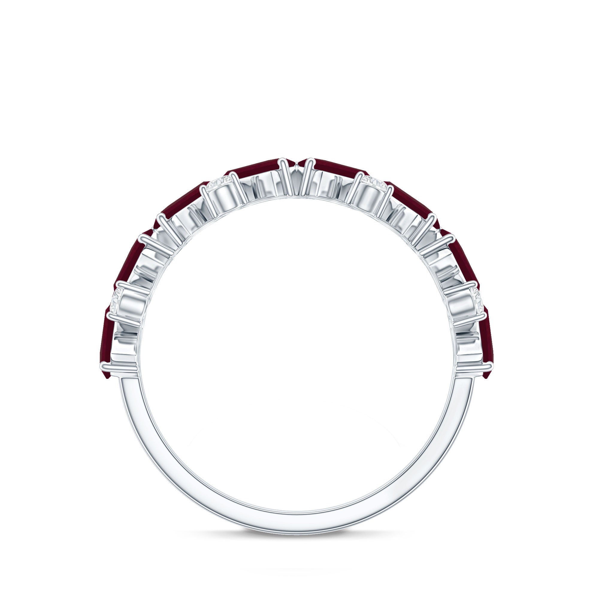Certified Ruby Half Eternity Ring with Lab Grown Diamond