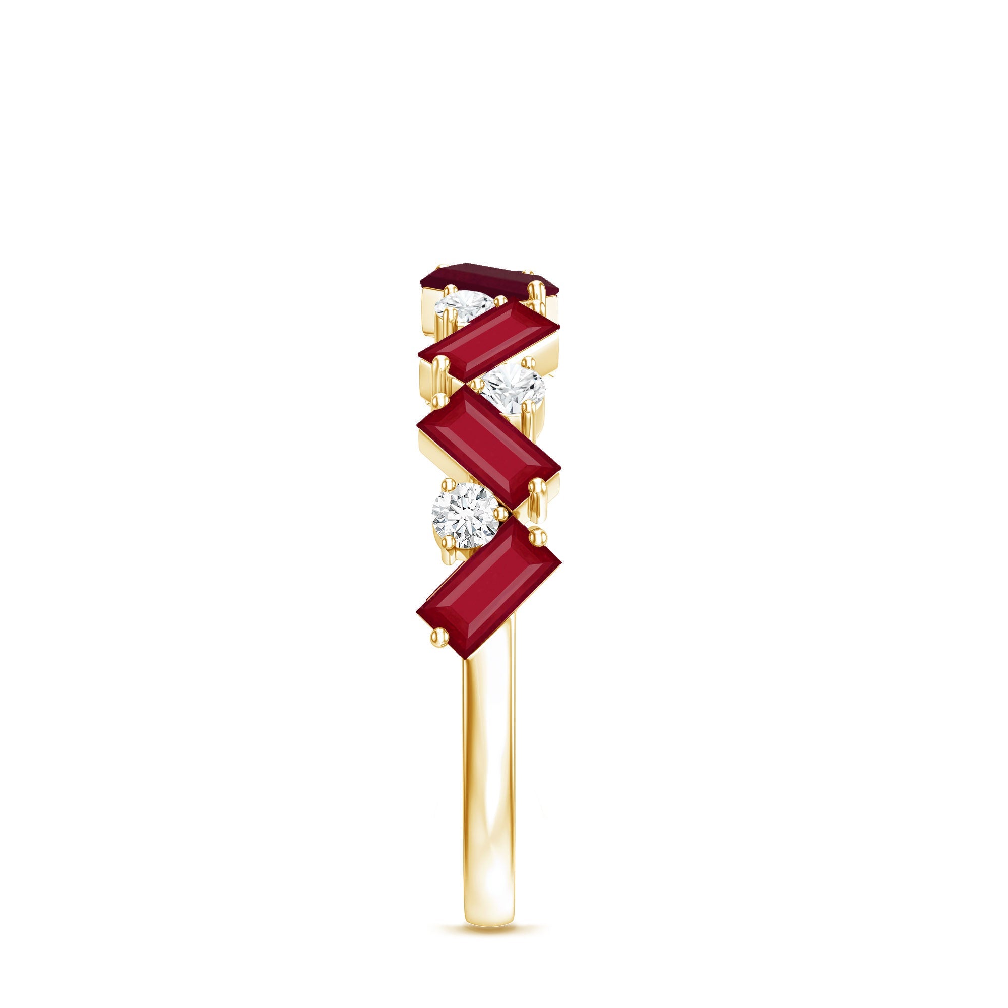 Certified Ruby Half Eternity Ring with Lab Grown Diamond