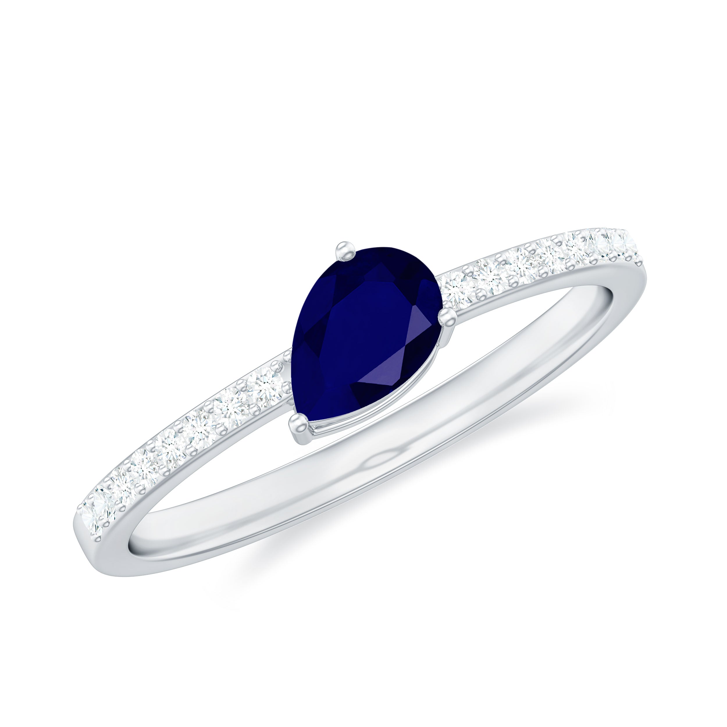 Natural 0.5 Carat Blue Sapphire Promise Ring with Diamond