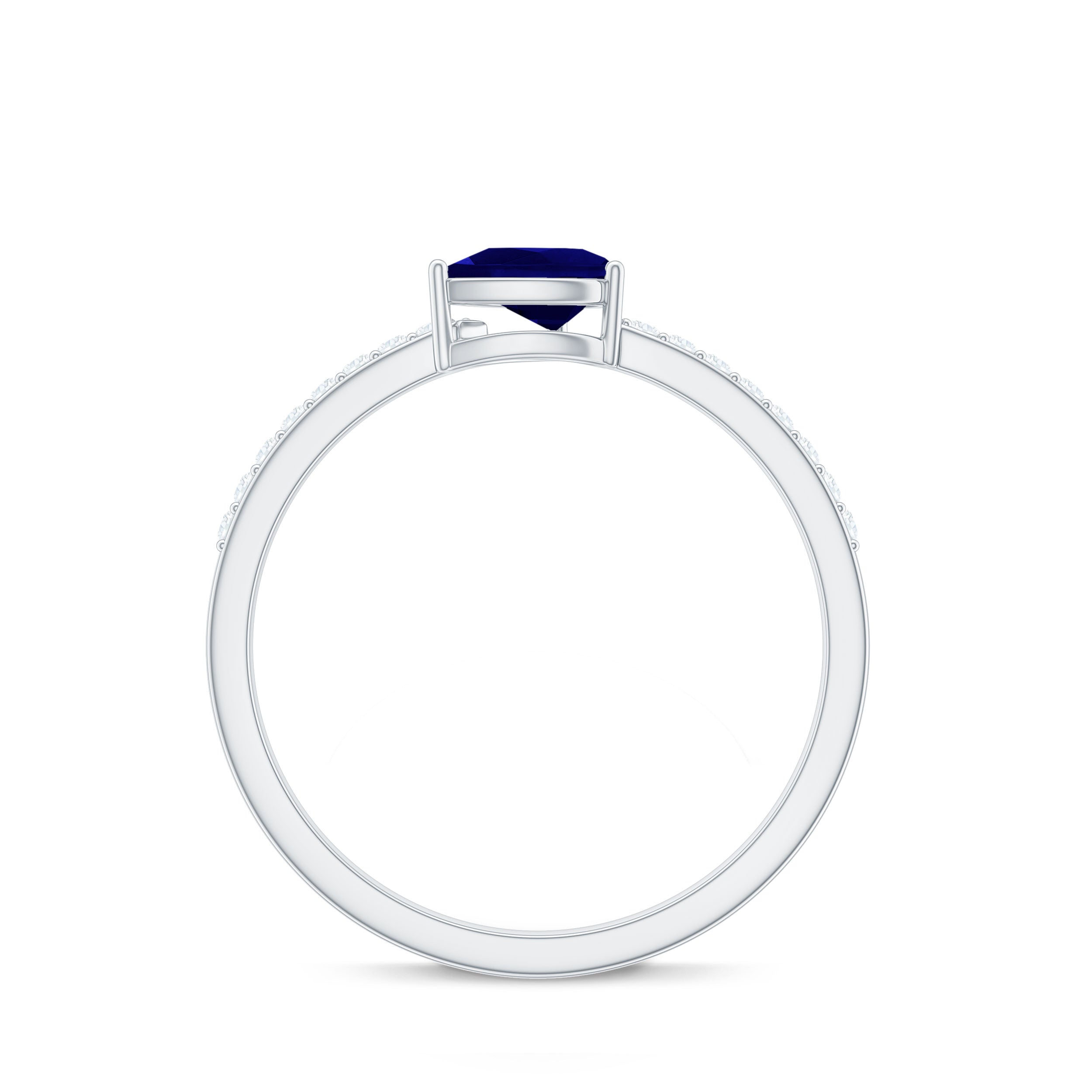 Natural 0.5 Carat Blue Sapphire Promise Ring with Diamond