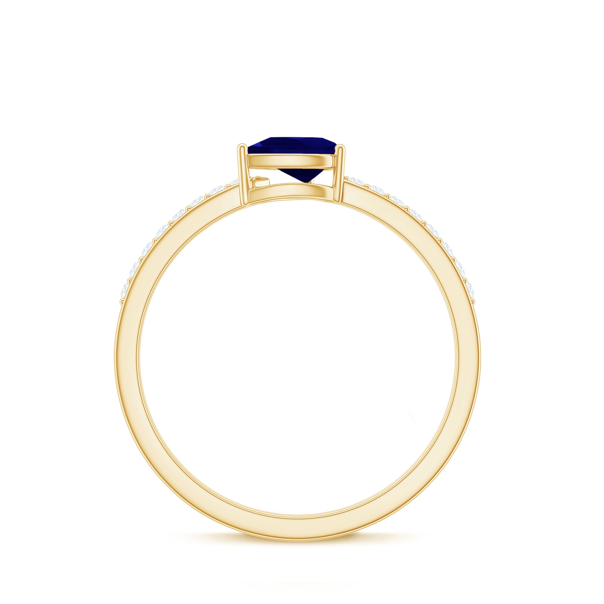Natural 0.5 Carat Blue Sapphire Promise Ring with Diamond