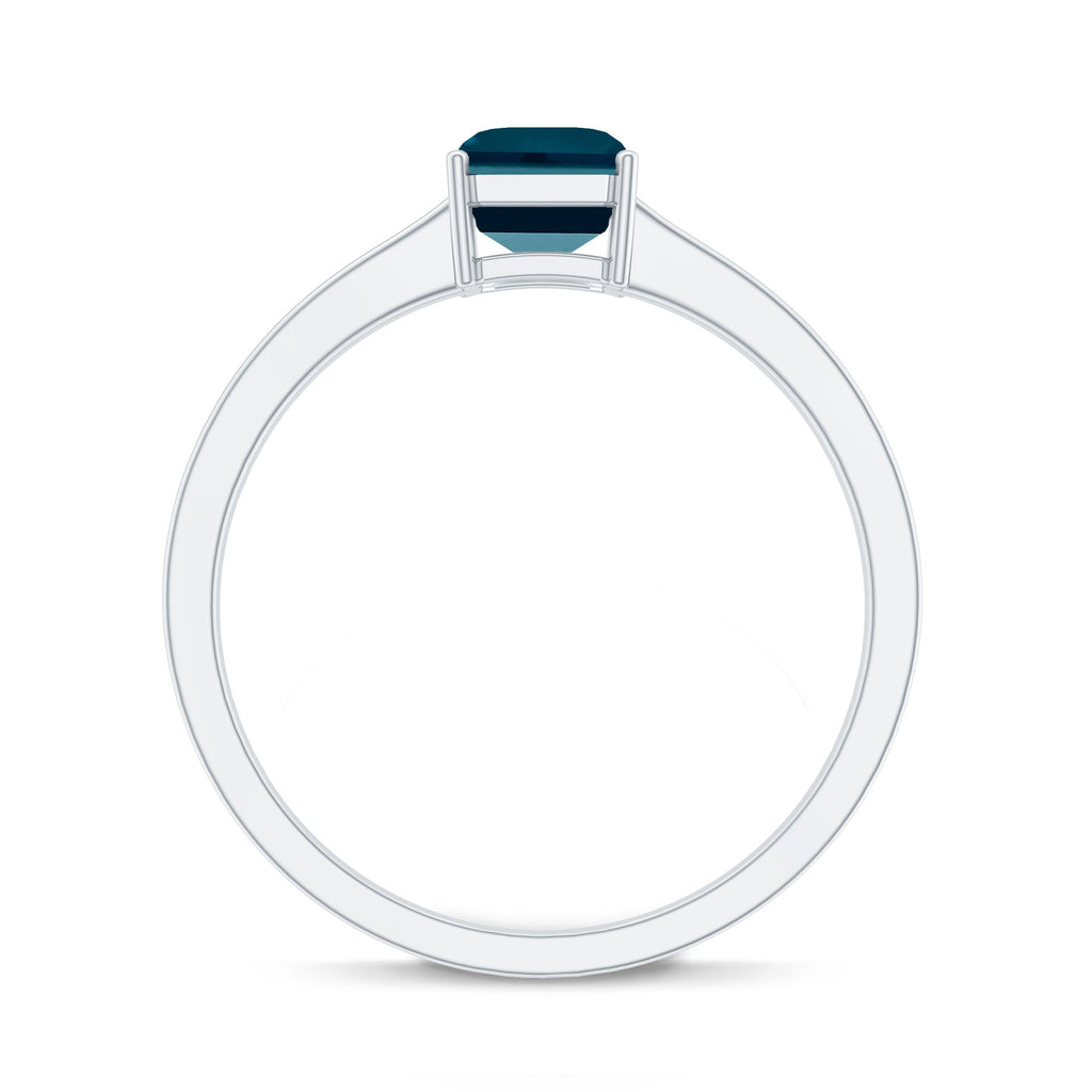 6X8mm Emerald Cut London Blue Topaz Solitaire Ring with Certificate