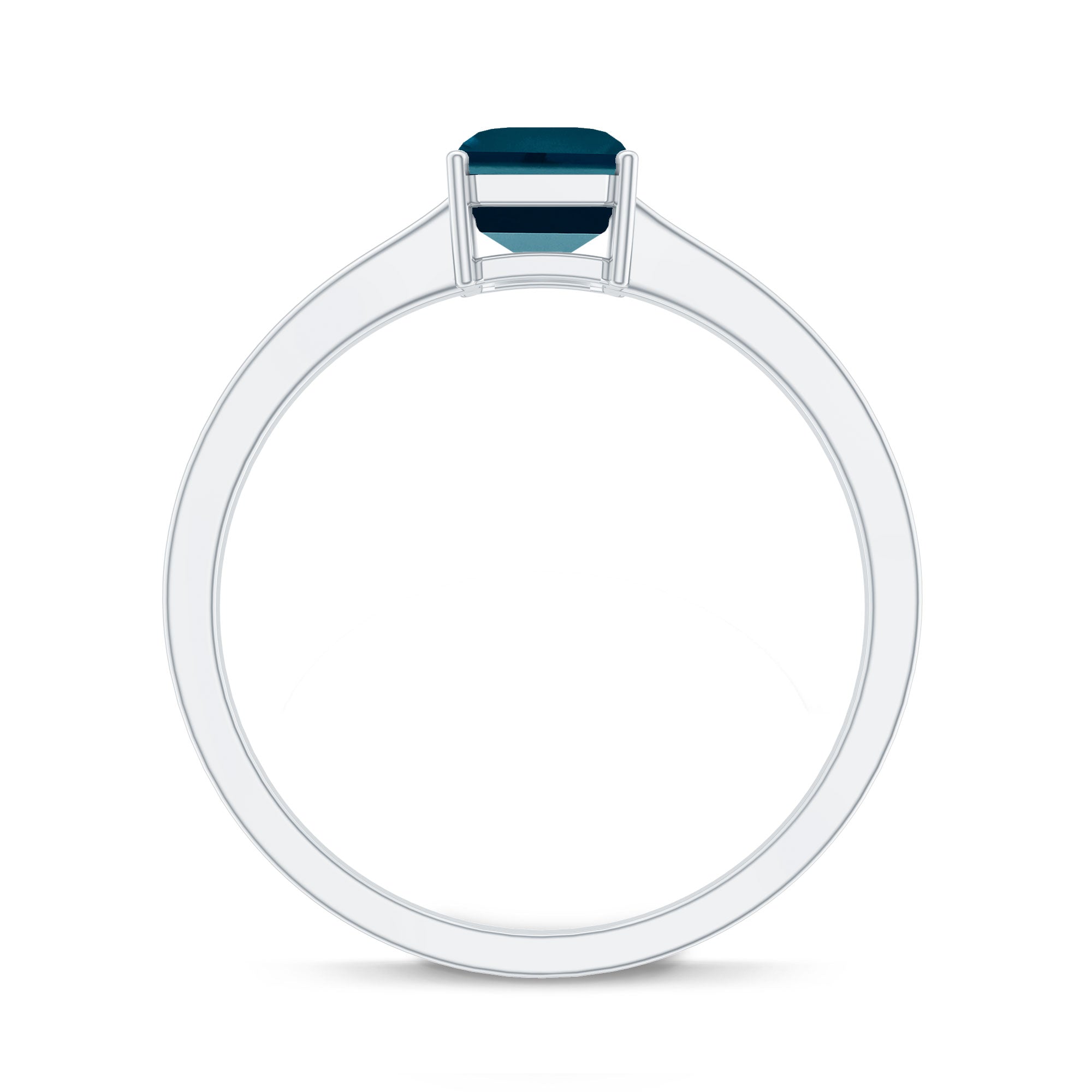 6X8mm Emerald Cut London Blue Topaz Solitaire Ring with Certificate