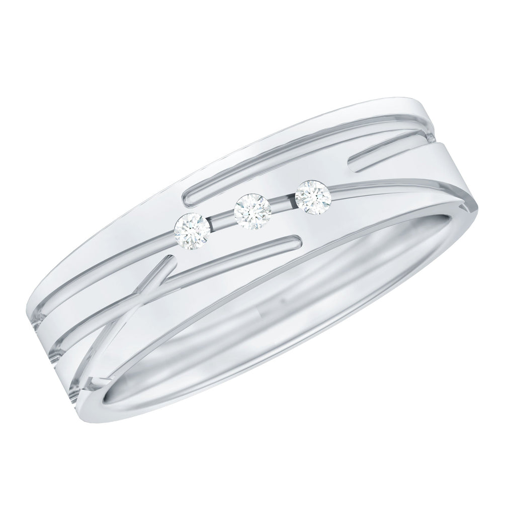 Diamond Wide Band Ring in Flush Setting