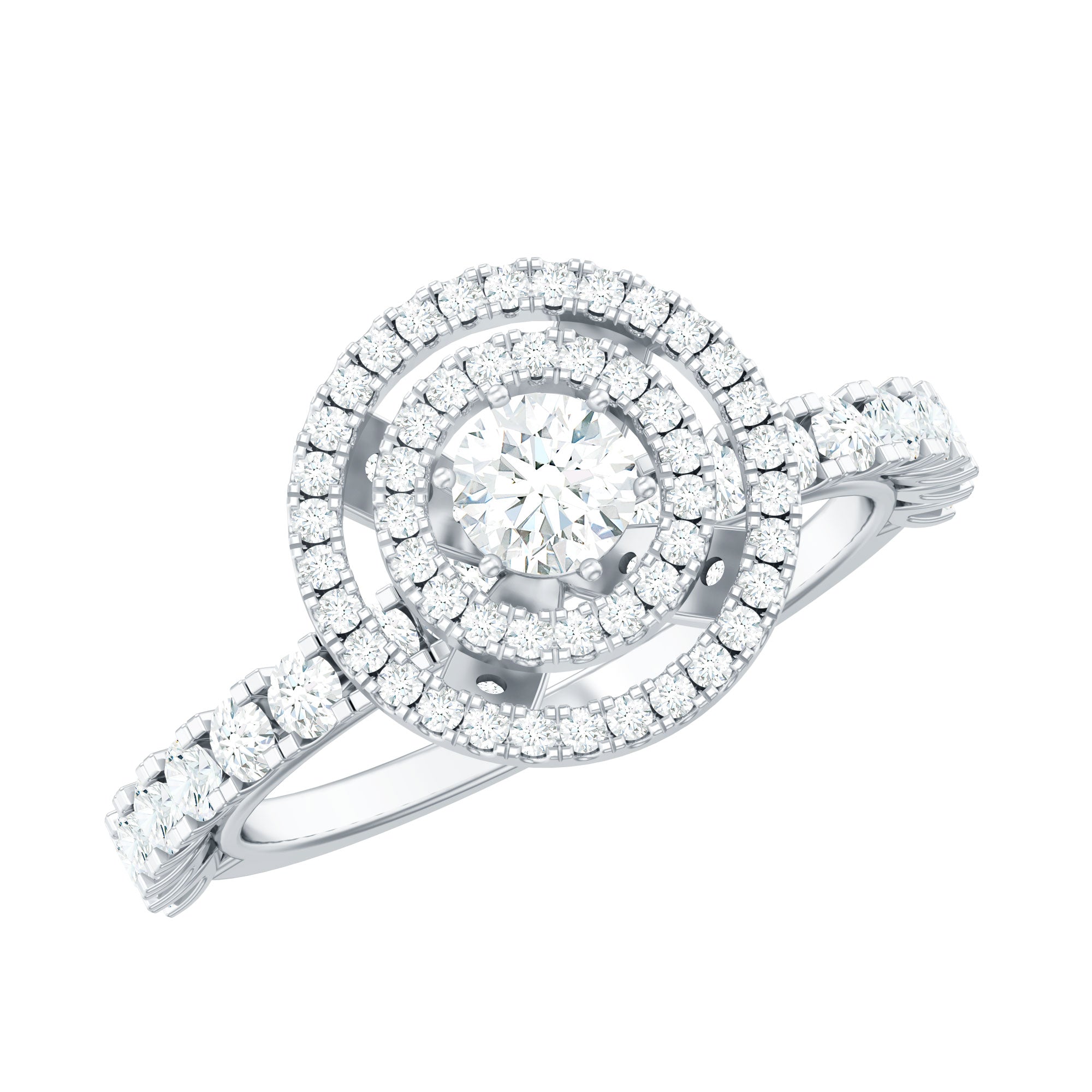 0.5 Carat Antique Zircon Double Halo Engagement Ring