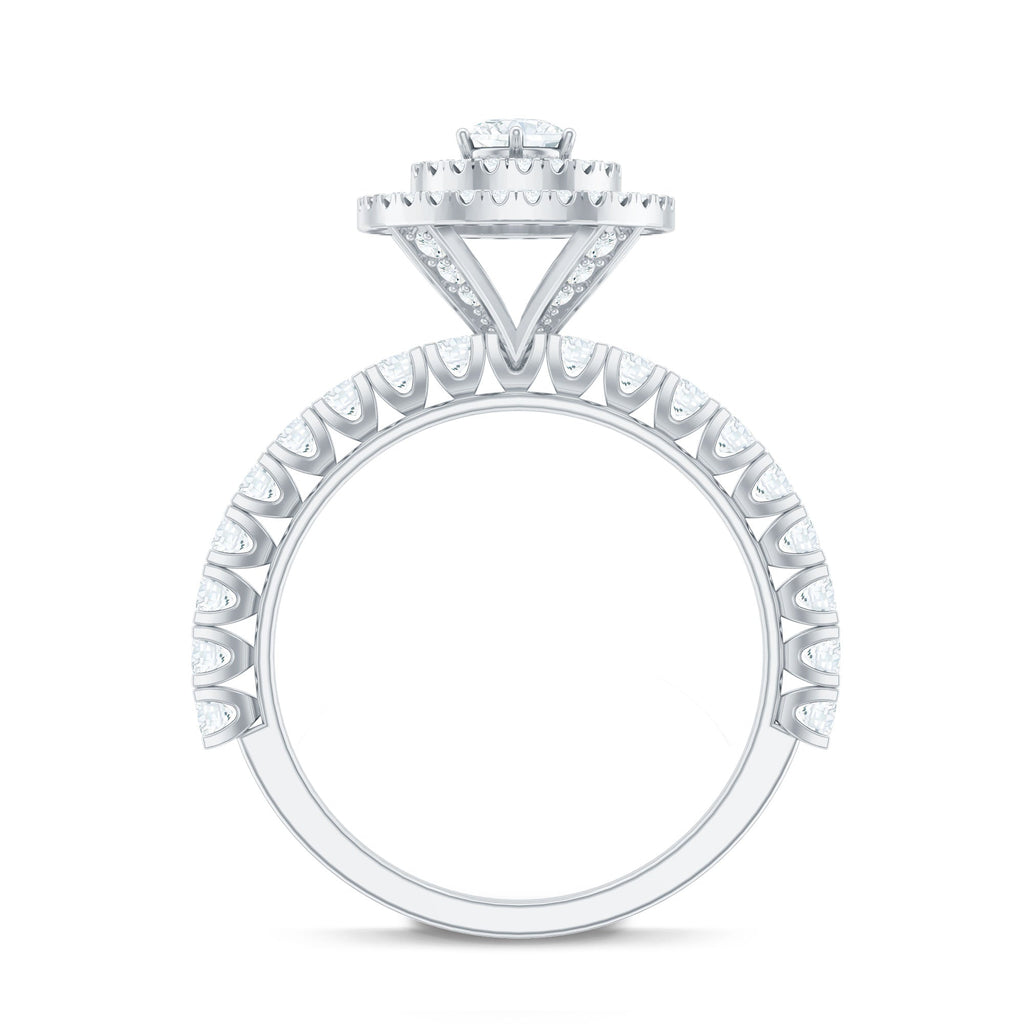 0.5 Carat Antique Zircon Double Halo Engagement Ring