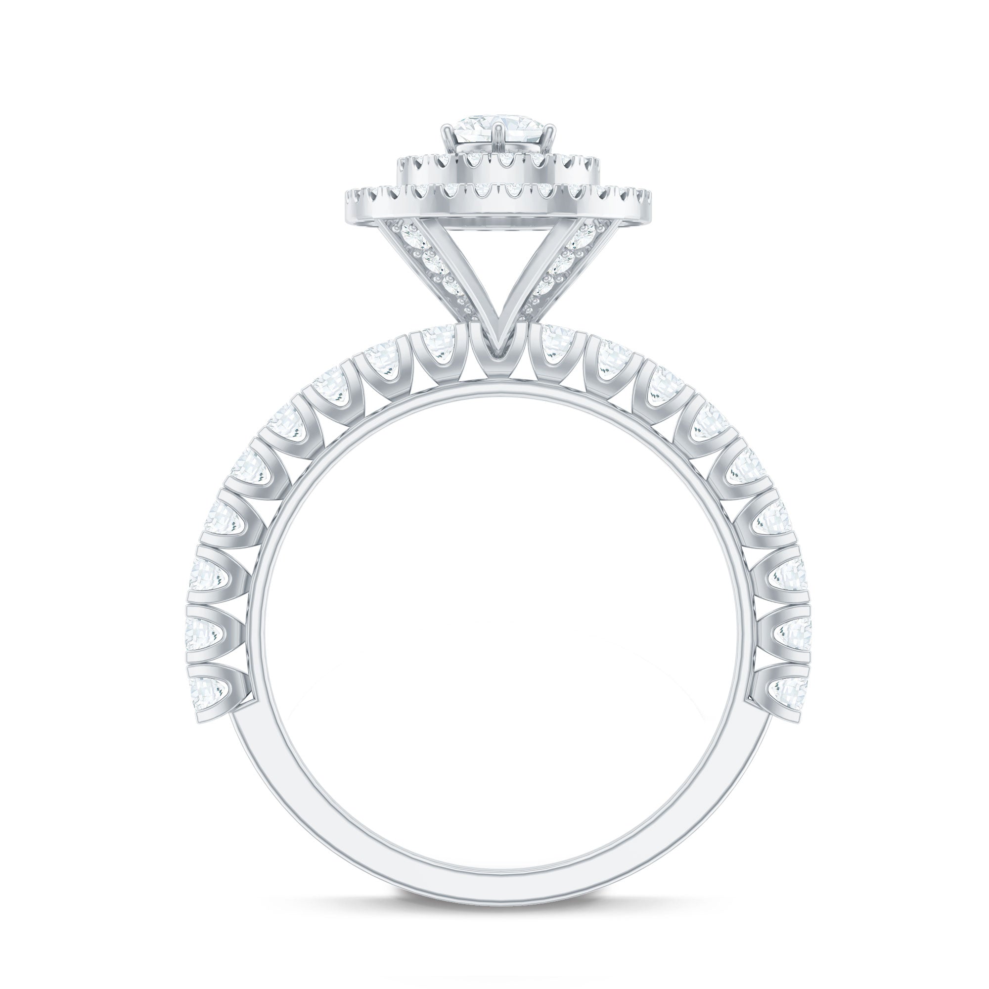 0.5 Carat Antique Zircon Double Halo Engagement Ring
